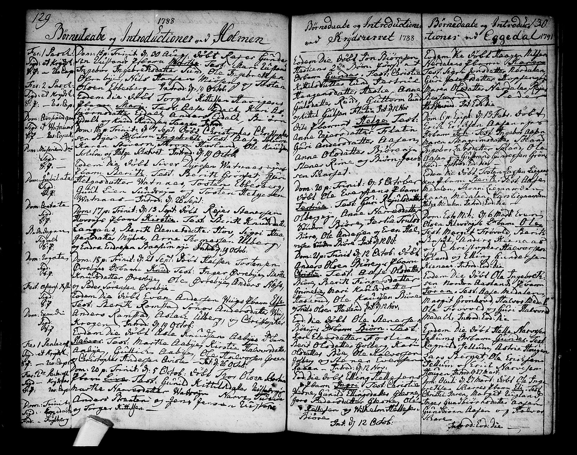 Sigdal kirkebøker, SAKO/A-245/F/Fa/L0002: Parish register (official) no. I 2, 1778-1792, p. 129-130