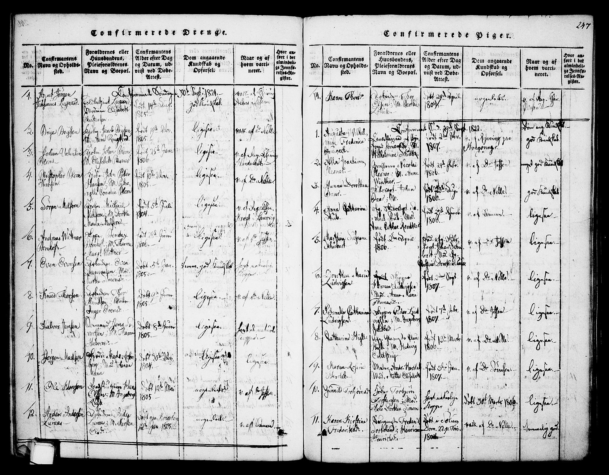 Skien kirkebøker, SAKO/A-302/F/Fa/L0005: Parish register (official) no. 5, 1814-1843, p. 247