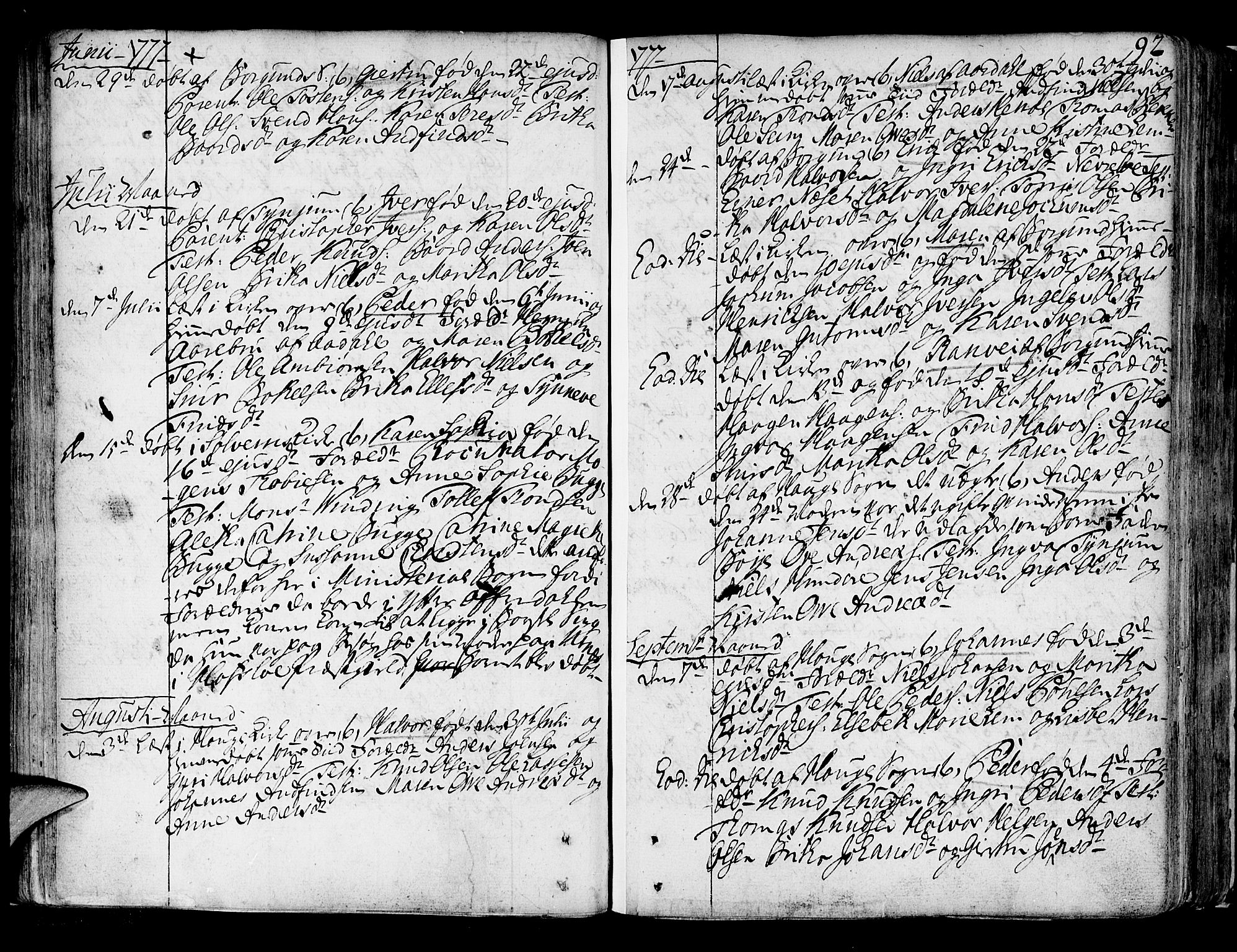 Lærdal sokneprestembete, AV/SAB-A-81201: Parish register (official) no. A 2, 1752-1782, p. 92