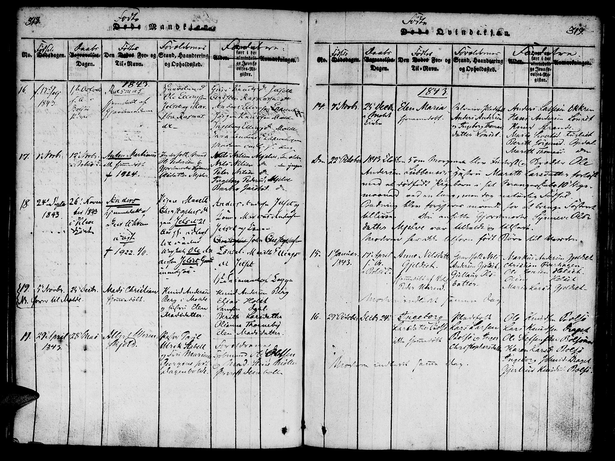 Ministerialprotokoller, klokkerbøker og fødselsregistre - Møre og Romsdal, SAT/A-1454/555/L0652: Parish register (official) no. 555A03, 1817-1843, p. 318-319