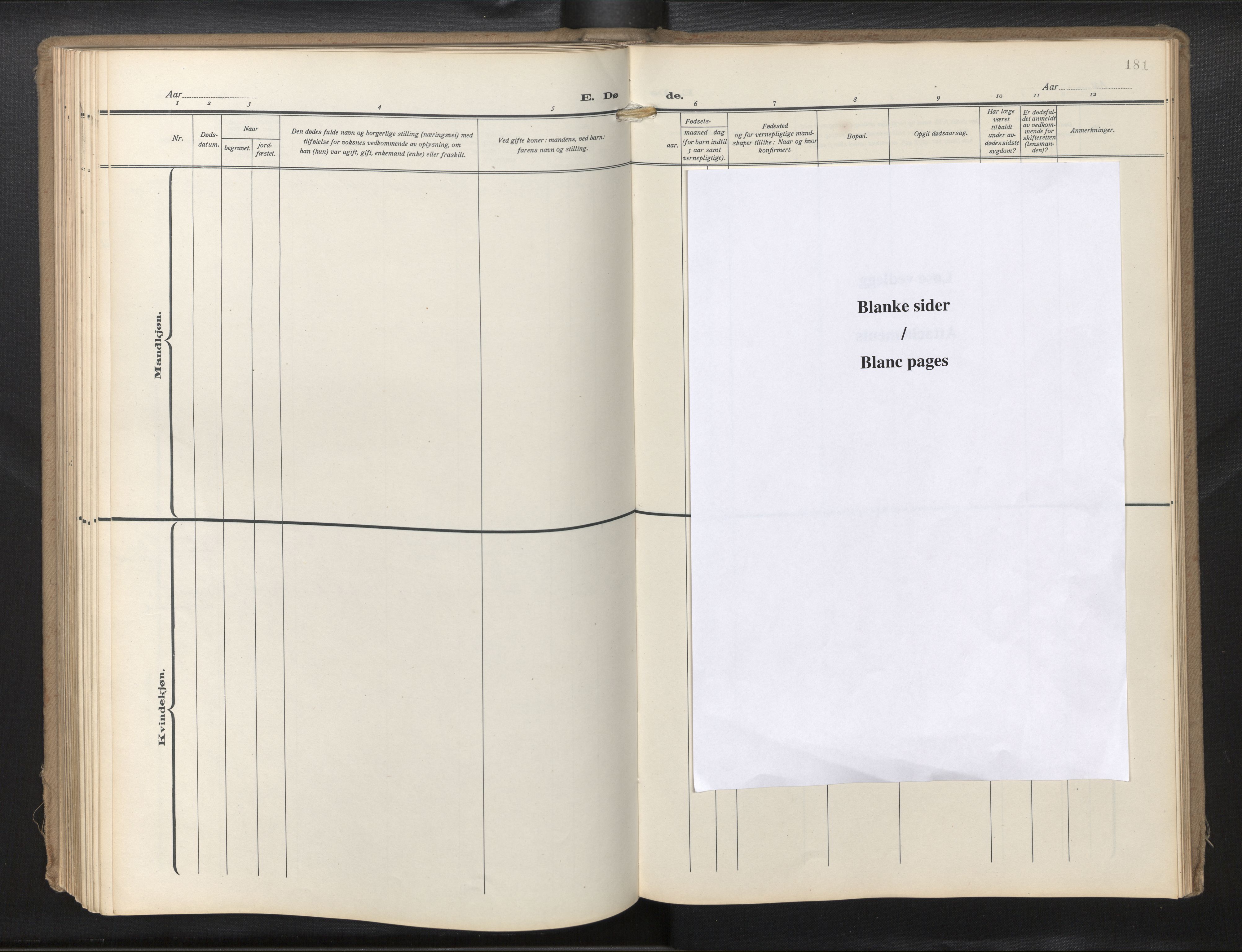 Den norske sjømannsmisjon i utlandet/Hollandske havner (Amsterdam-Rotterdam-Europort), SAB/SAB/PA-0106/H/Ha/Haa/L0004: Parish register (official) no. A 1, 1928-1956, p. 180b-181a