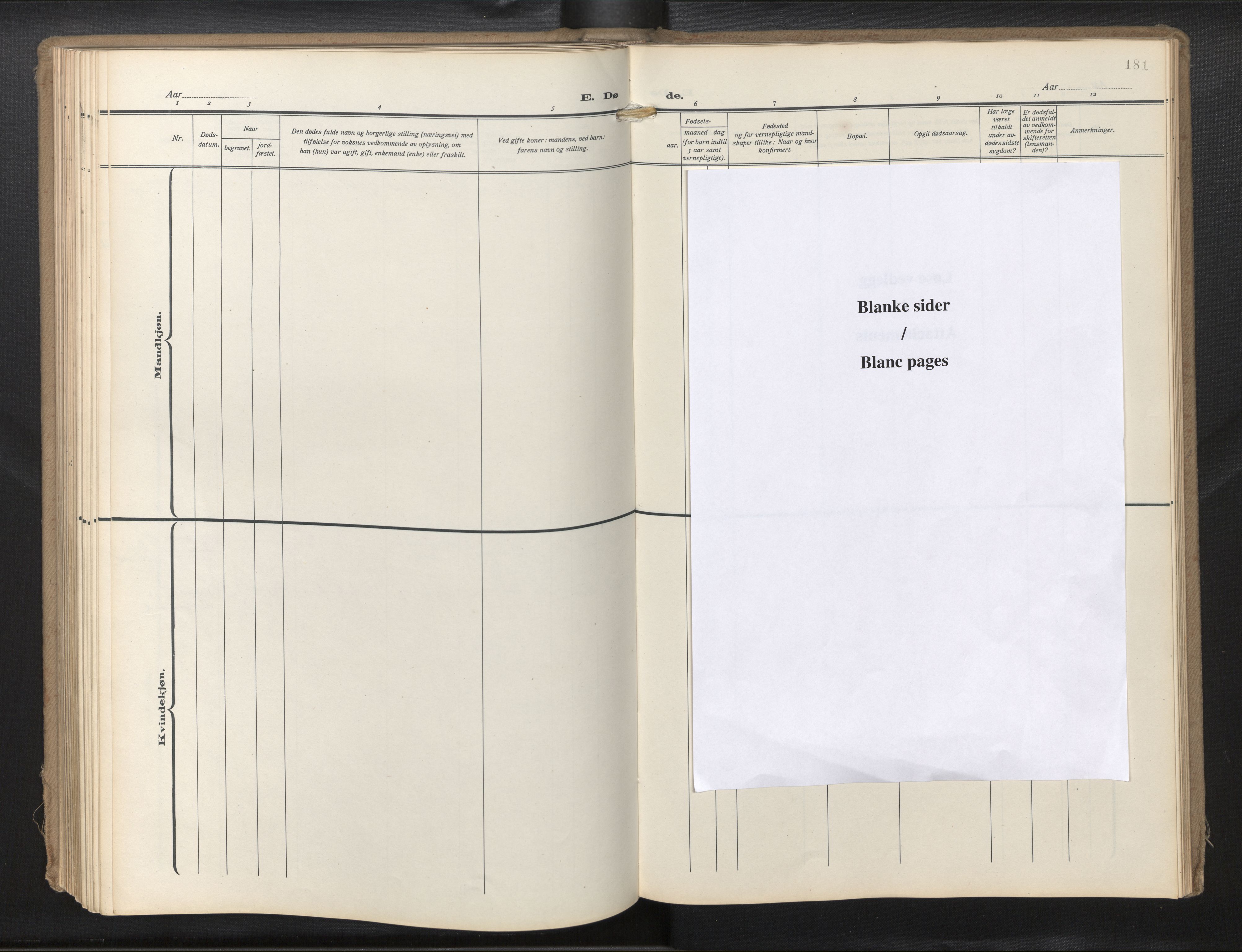 Den norske sjømannsmisjon i utlandet/Hollandske havner (Amsterdam-Rotterdam-Europort), AV/SAB-SAB/PA-0106/H/Ha/Haa/L0004: Parish register (official) no. A 4, 1928-1956, p. 180b-181a