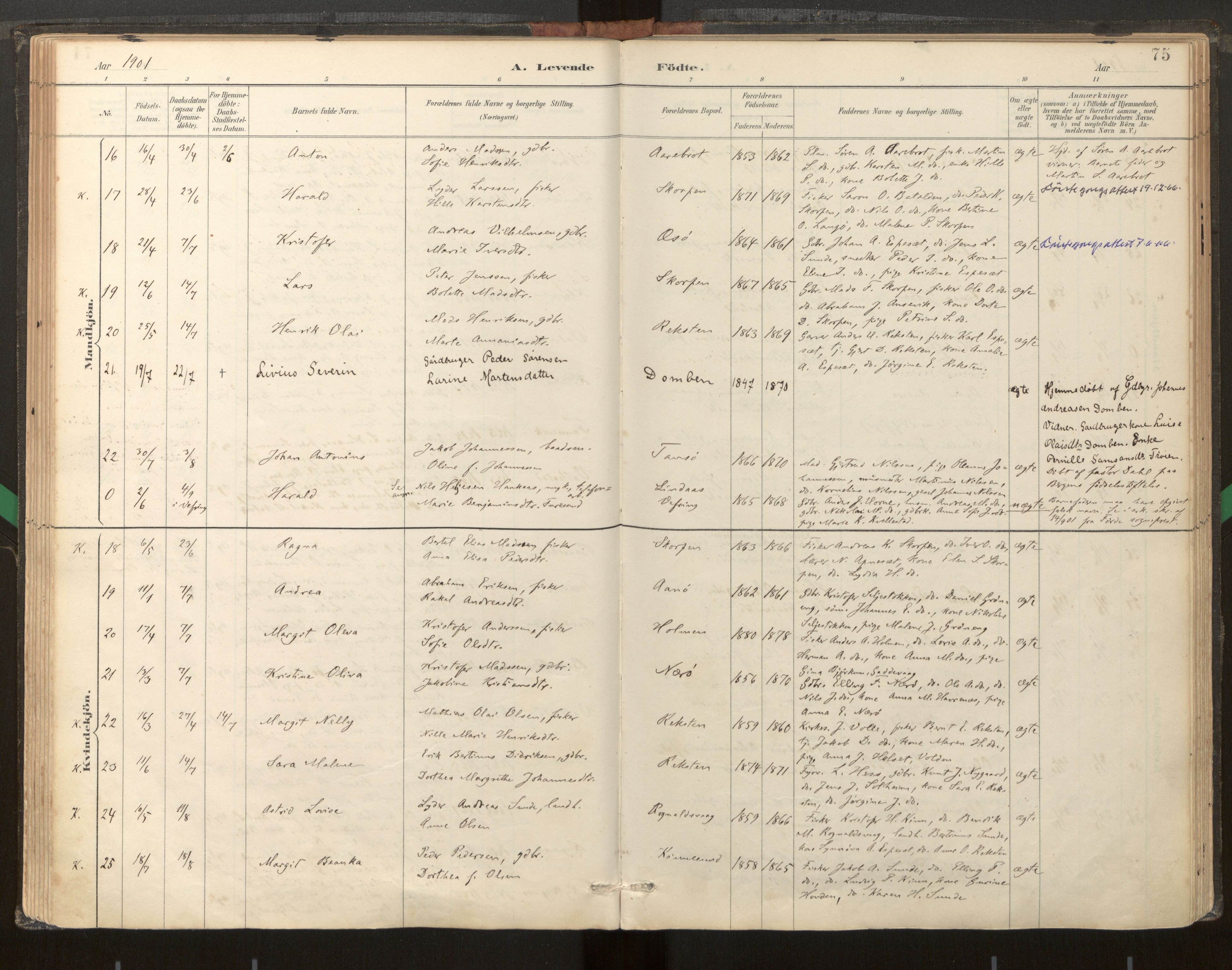 Kinn sokneprestembete, AV/SAB-A-80801/H/Haa/Haab/L0001: Parish register (official) no. B 1, 1886-1921, p. 75