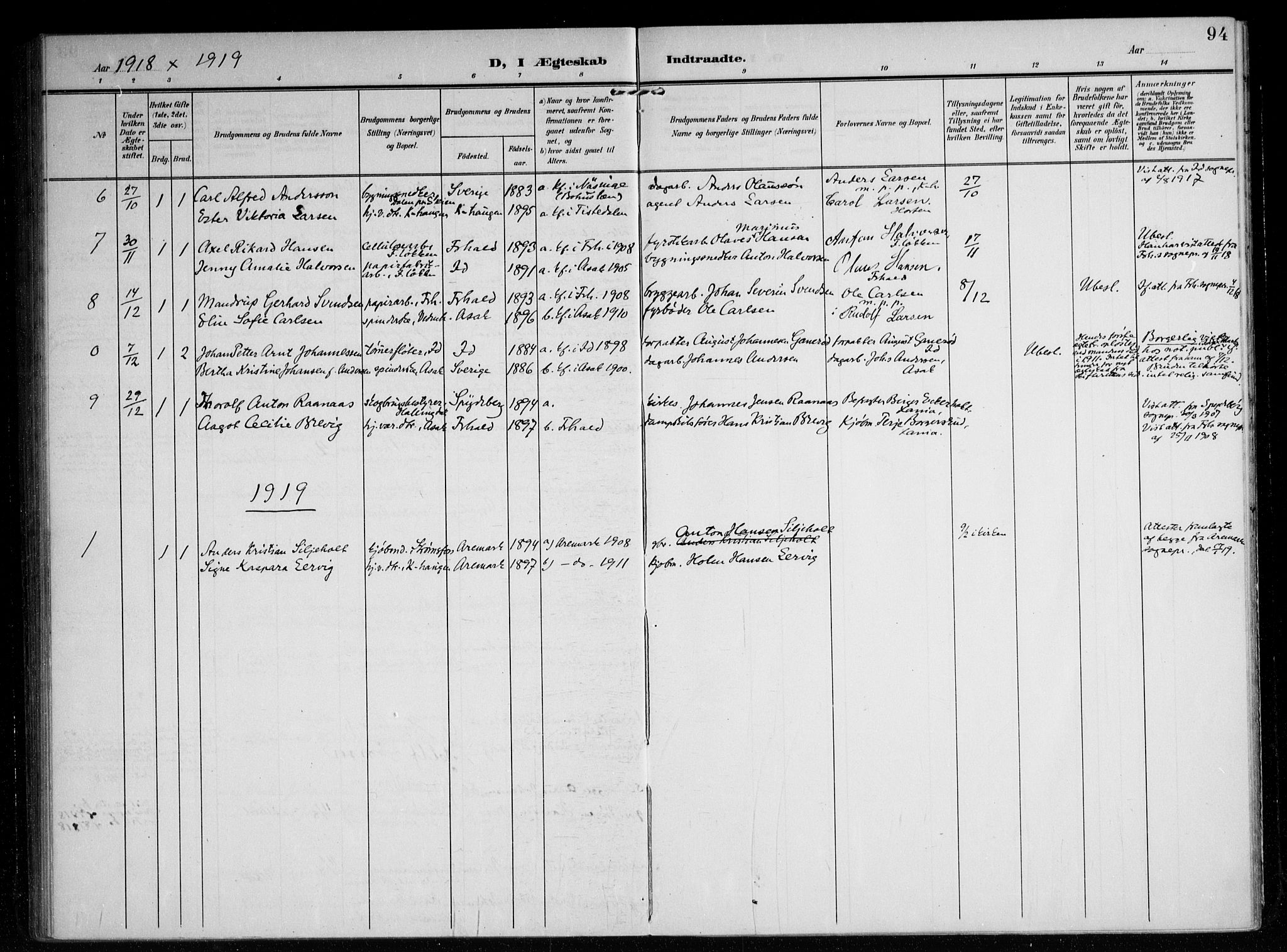 Berg prestekontor Kirkebøker, AV/SAO-A-10902/F/Fb/L0003: Parish register (official) no. II 3, 1903-1919, p. 94
