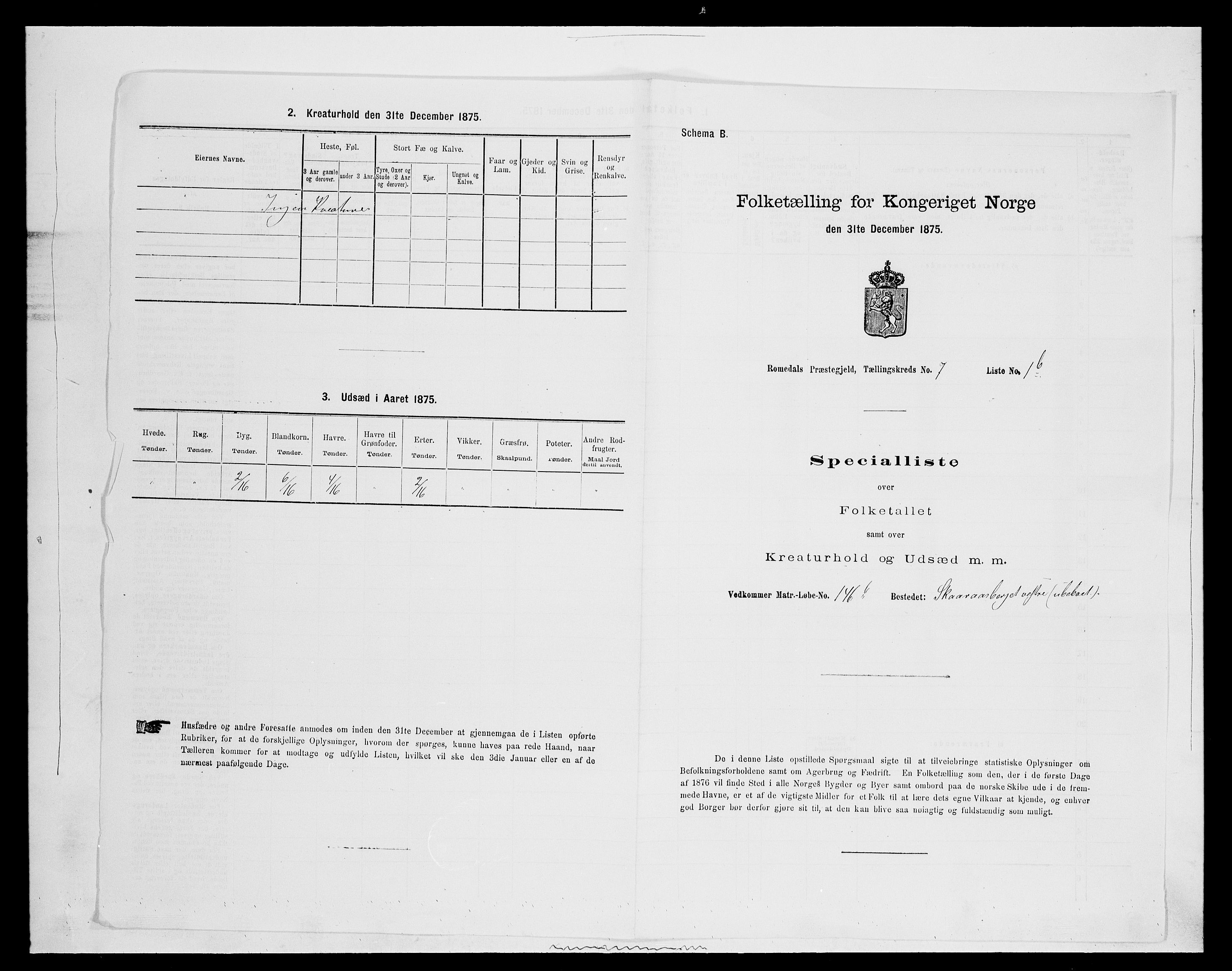 SAH, 1875 census for 0416P Romedal, 1875, p. 1053