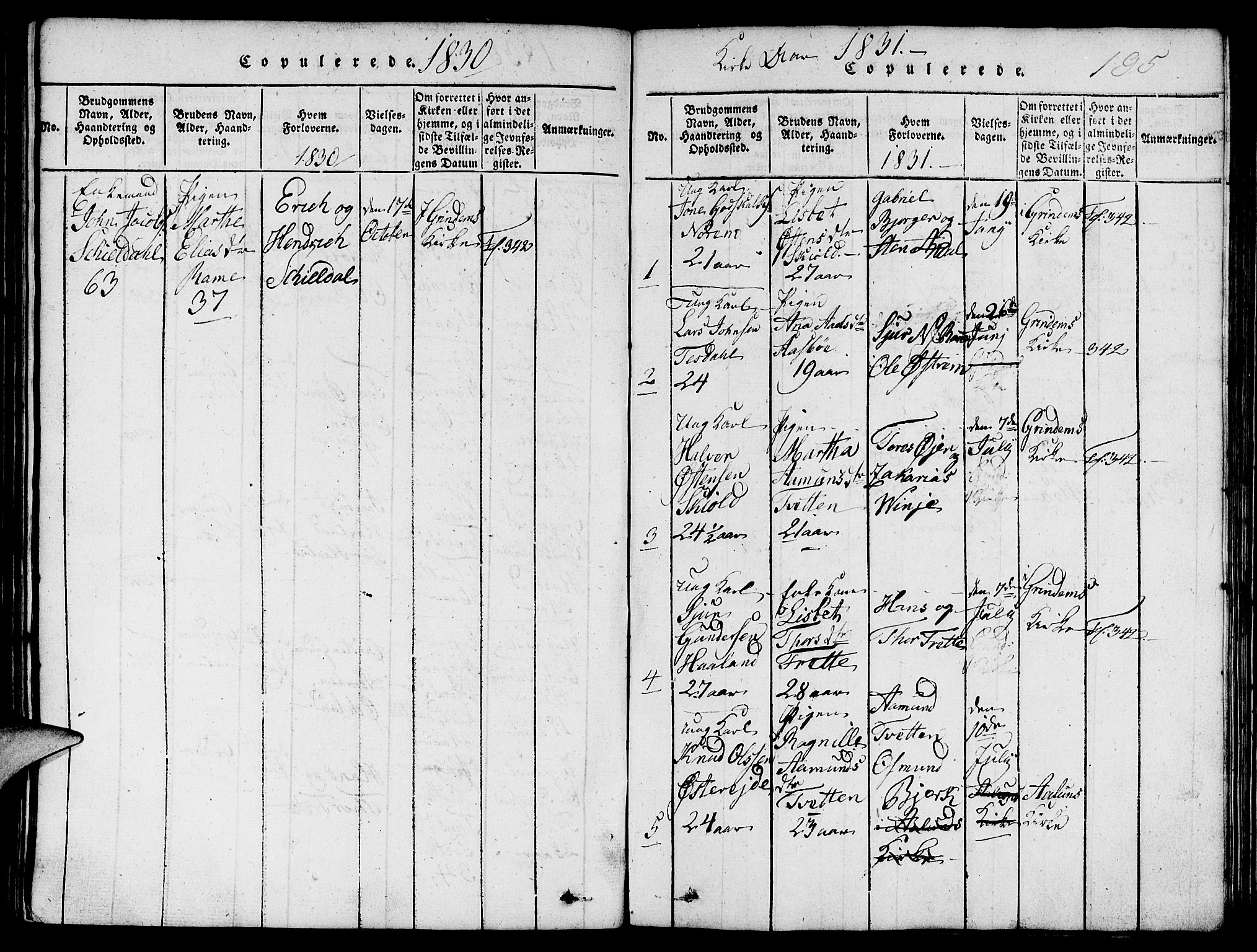 Etne sokneprestembete, SAB/A-75001/H/Hab: Parish register (copy) no. C 1, 1816-1841, p. 195
