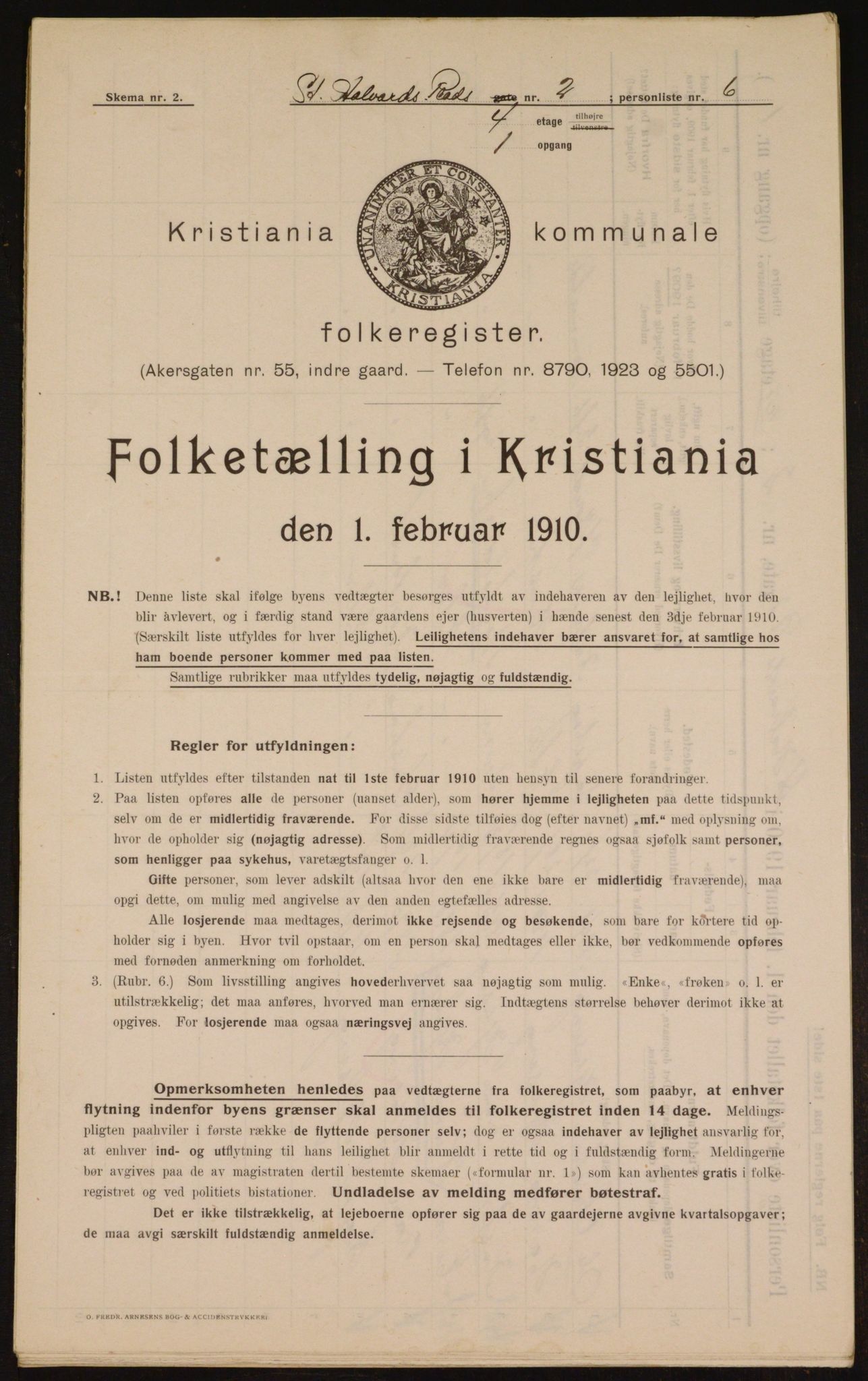 OBA, Municipal Census 1910 for Kristiania, 1910, p. 84043