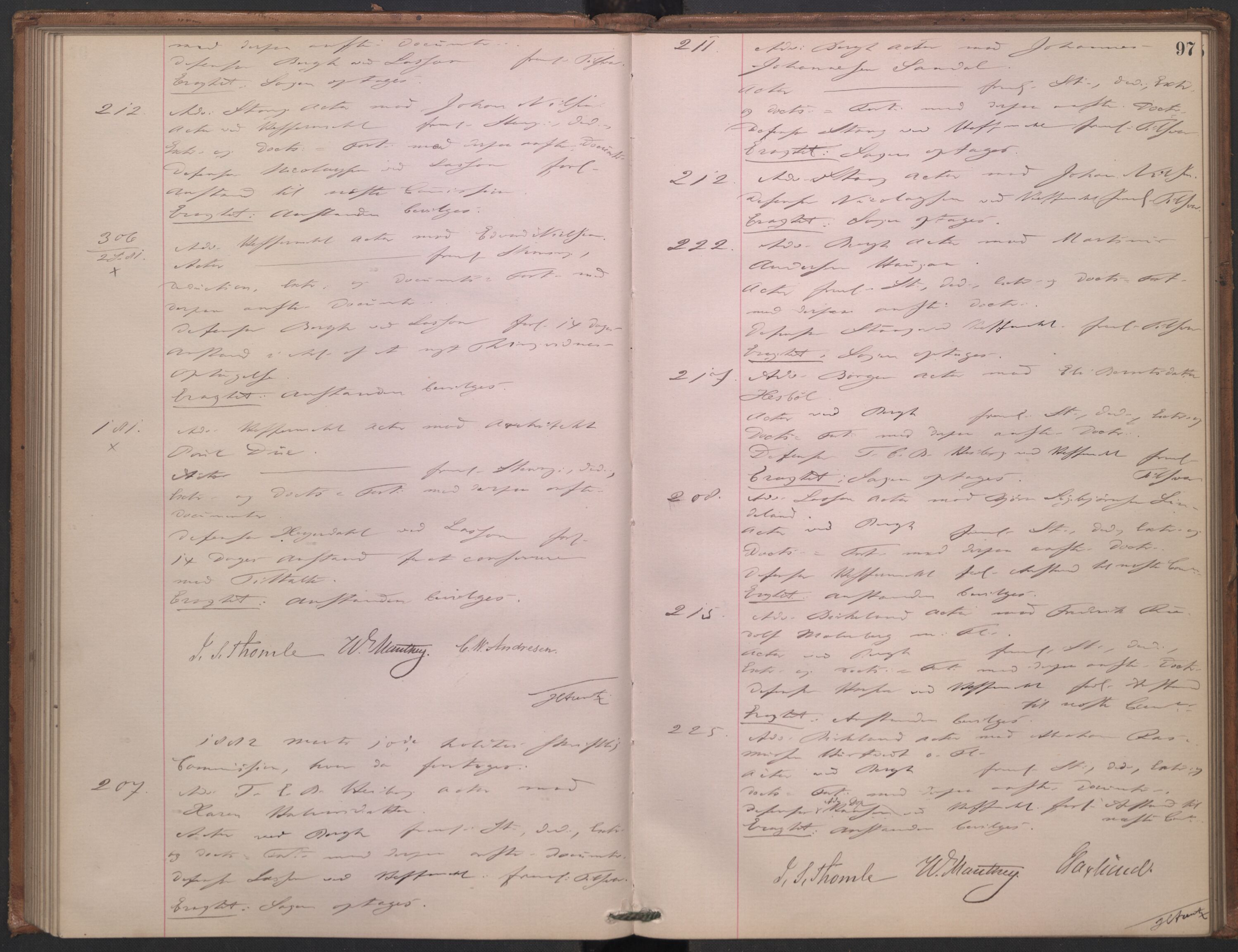 Høyesterett, AV/RA-S-1002/E/Ef/L0014: Protokoll over saker som gikk til skriftlig behandling, 1879-1884, p. 96b-97a