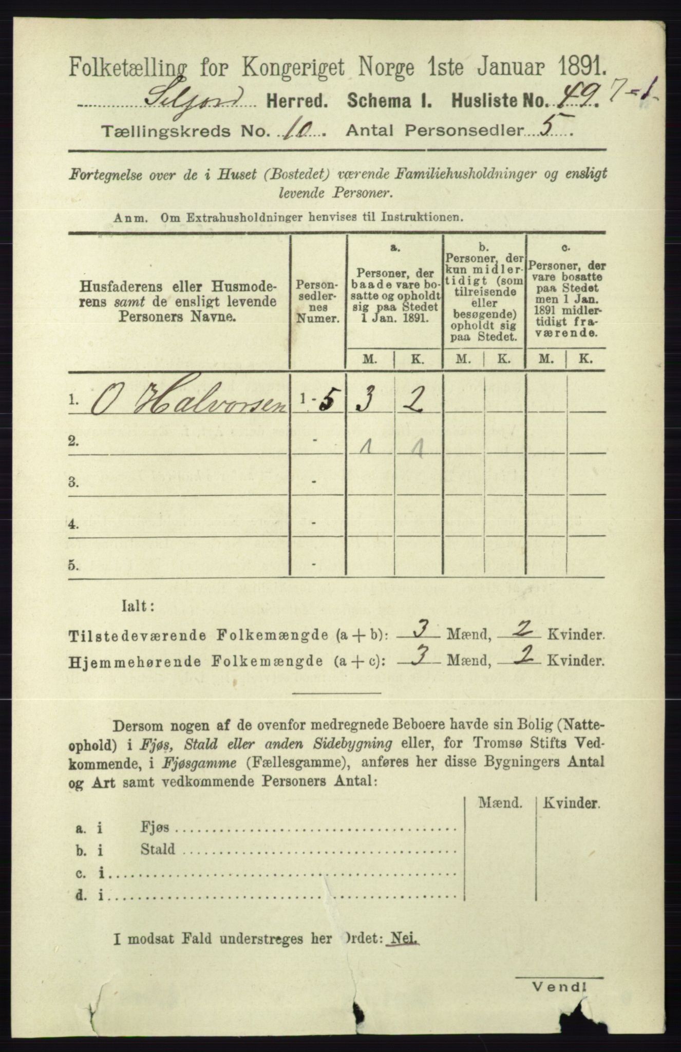 RA, 1891 census for 0828 Seljord, 1891, p. 3452