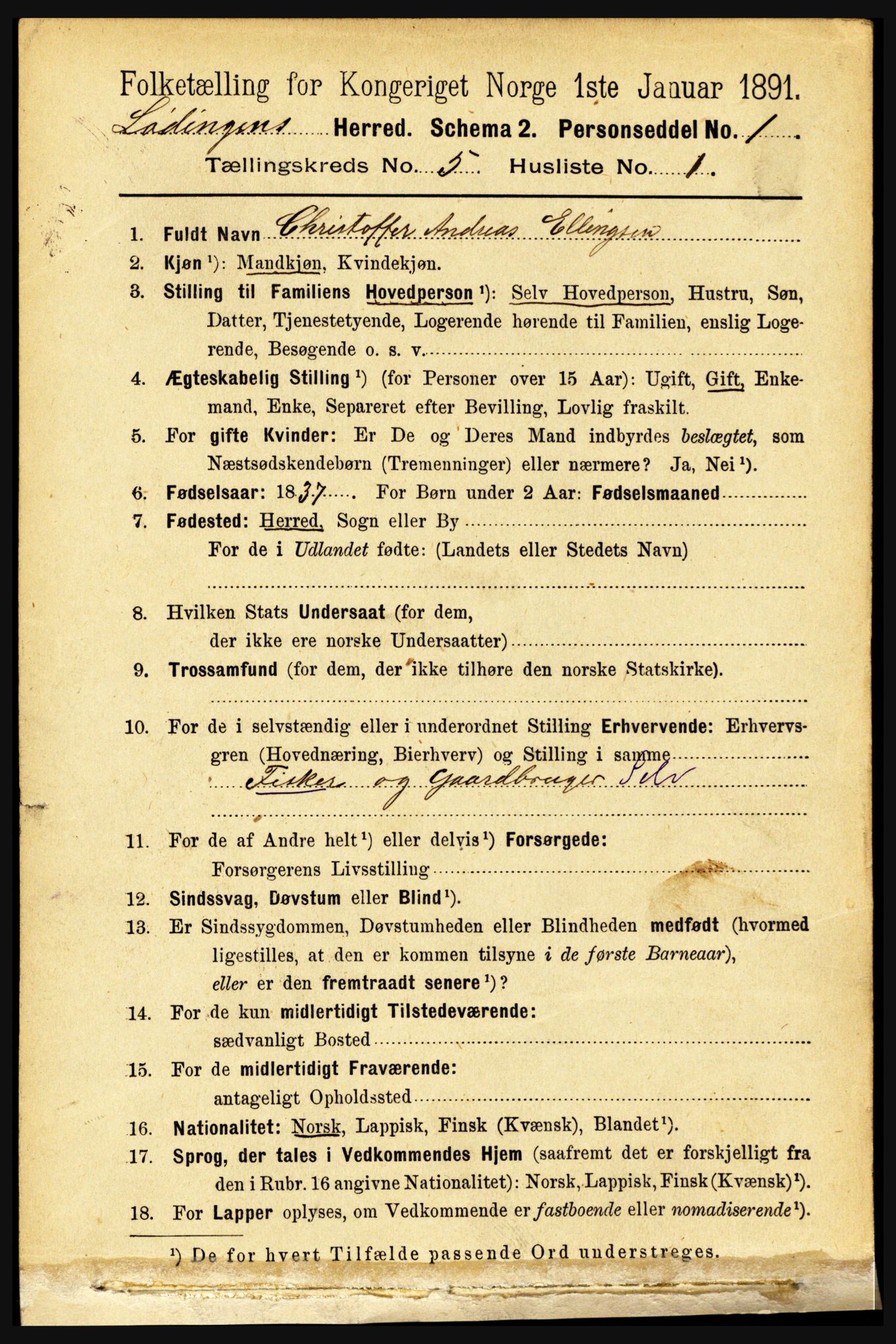 RA, 1891 census for 1851 Lødingen, 1891, p. 2323