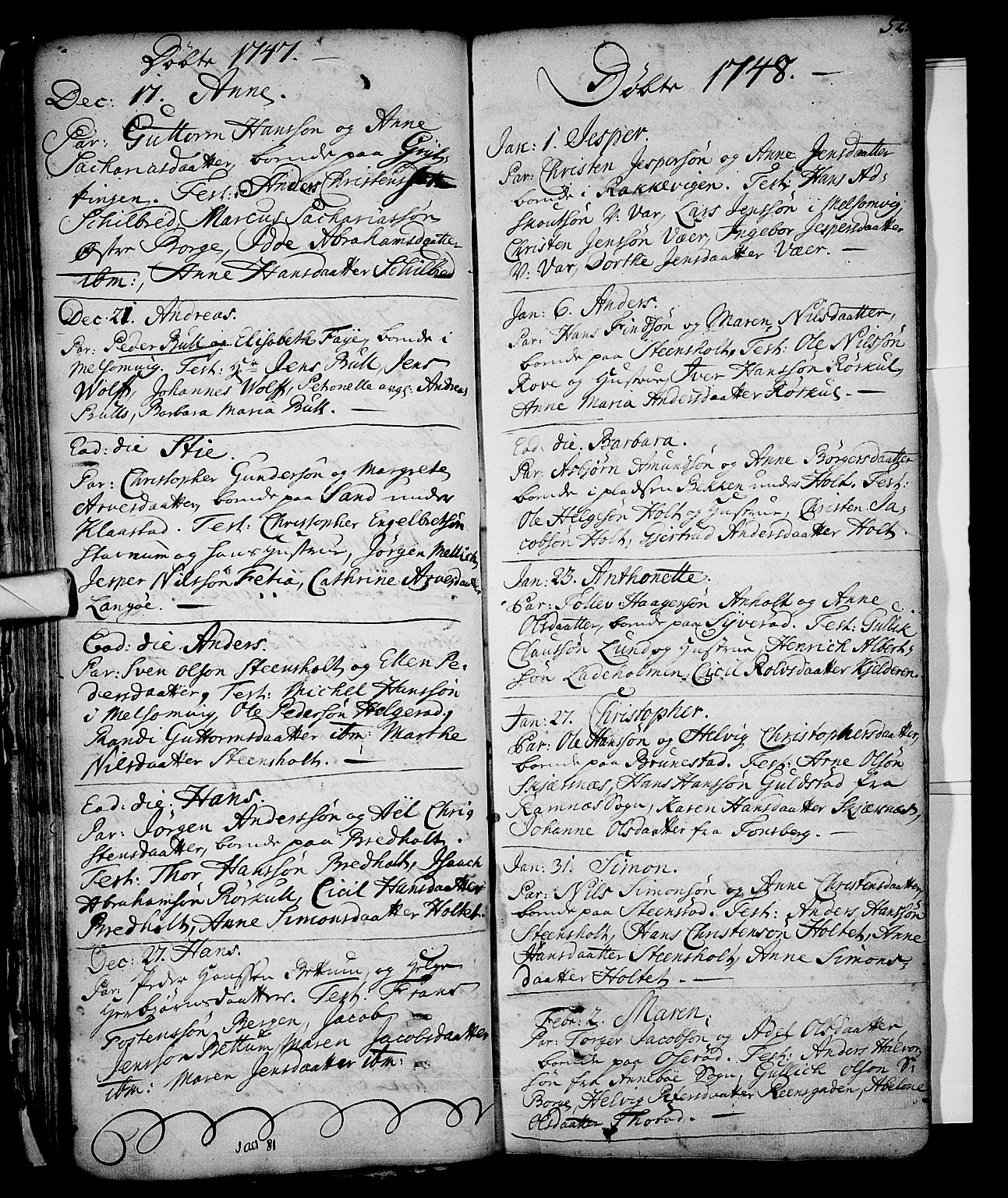 Stokke kirkebøker, AV/SAKO-A-320/F/Fa/L0002: Parish register (official) no. I 2, 1732-1770, p. 52