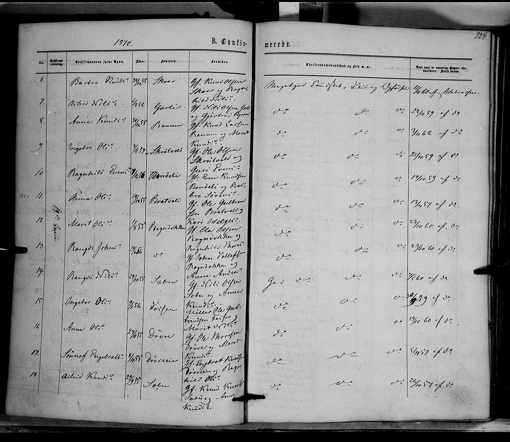 Nord-Aurdal prestekontor, AV/SAH-PREST-132/H/Ha/Haa/L0008: Parish register (official) no. 8, 1863-1875, p. 224