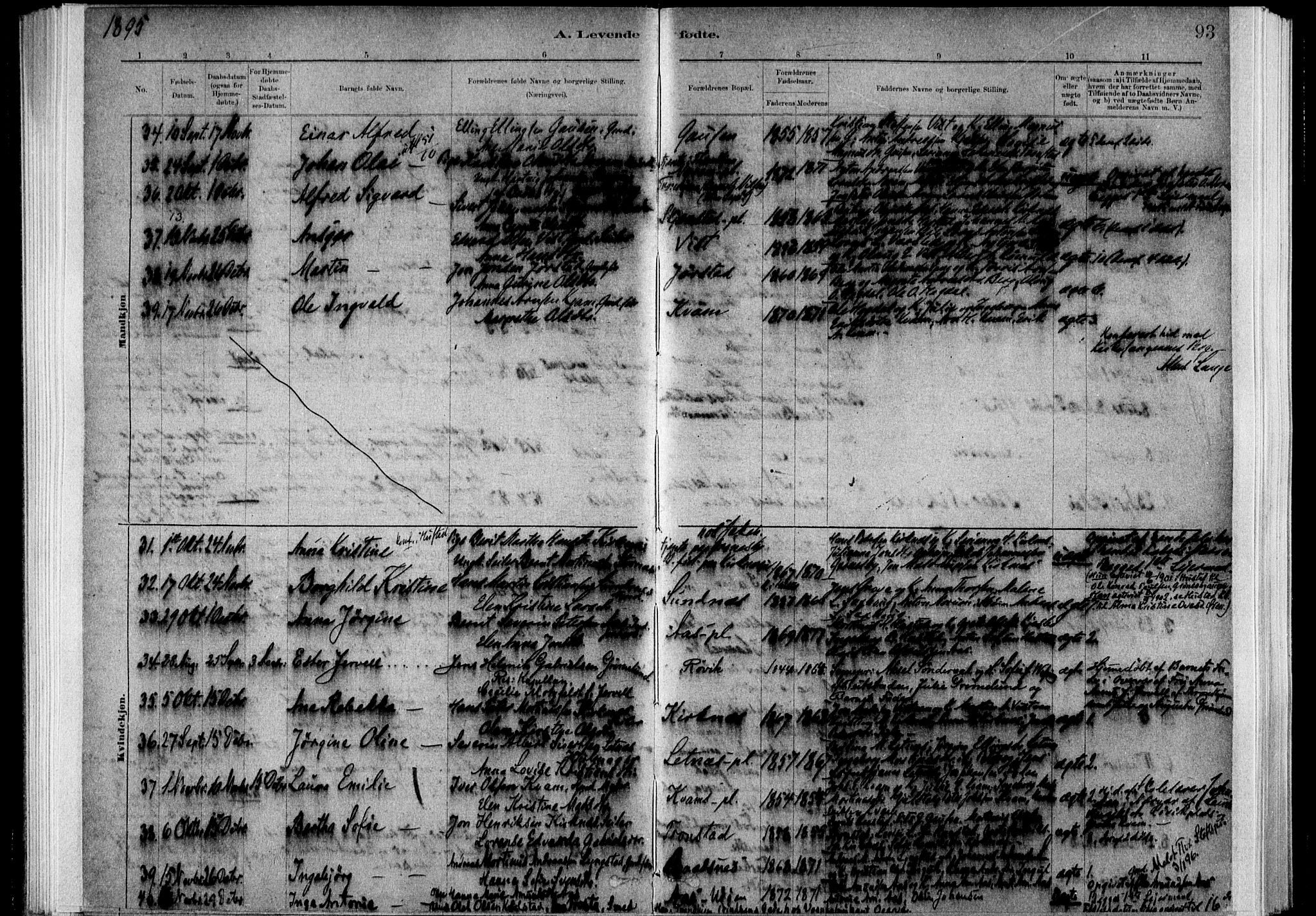 Ministerialprotokoller, klokkerbøker og fødselsregistre - Nord-Trøndelag, SAT/A-1458/730/L0285: Parish register (official) no. 730A10, 1879-1914, p. 93