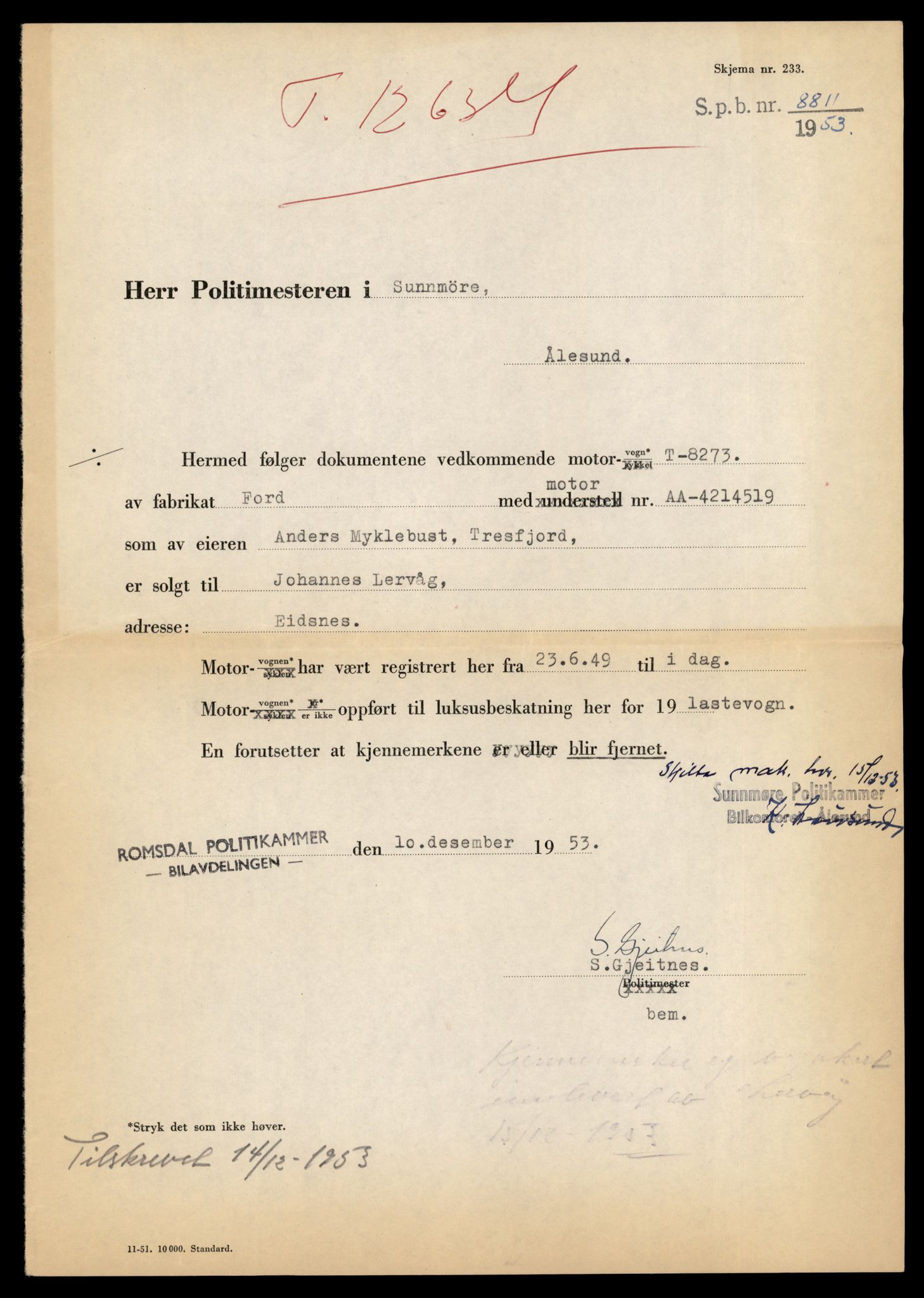 Møre og Romsdal vegkontor - Ålesund trafikkstasjon, AV/SAT-A-4099/F/Fe/L0034: Registreringskort for kjøretøy T 12500 - T 12652, 1927-1998, p. 2638