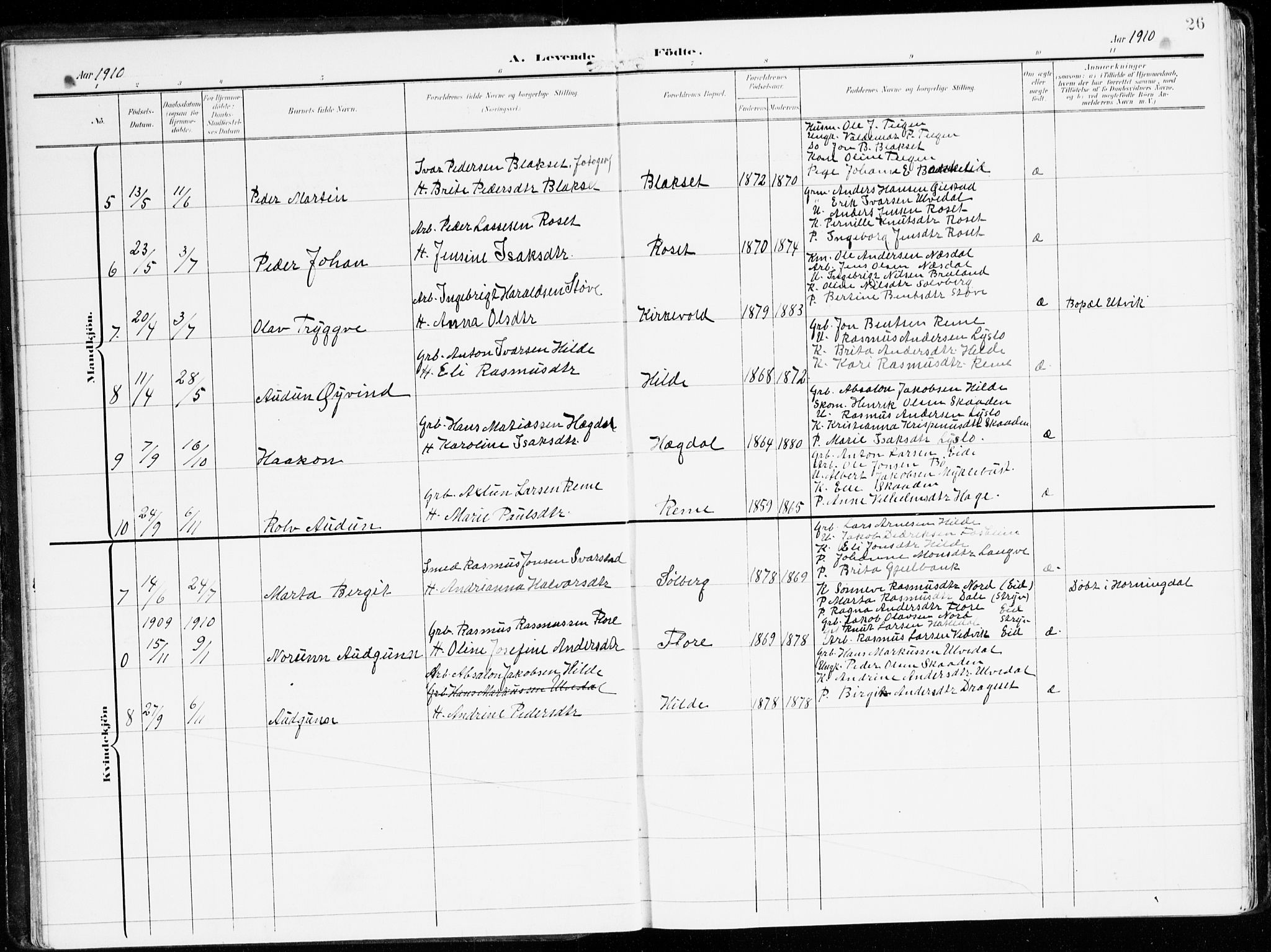 Innvik sokneprestembete, AV/SAB-A-80501: Parish register (official) no. B 2, 1903-1929, p. 26