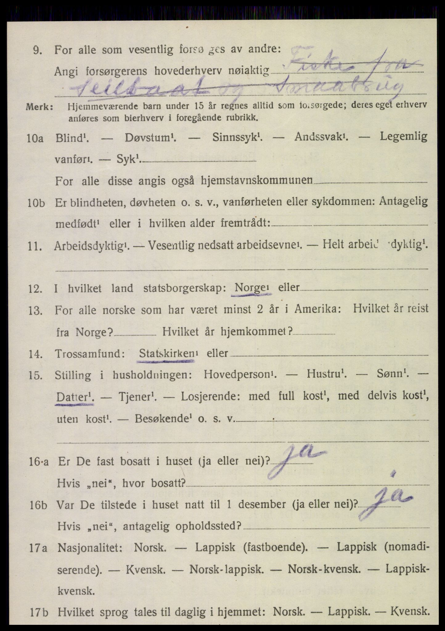 SAT, 1920 census for Nordvik, 1920, p. 1055