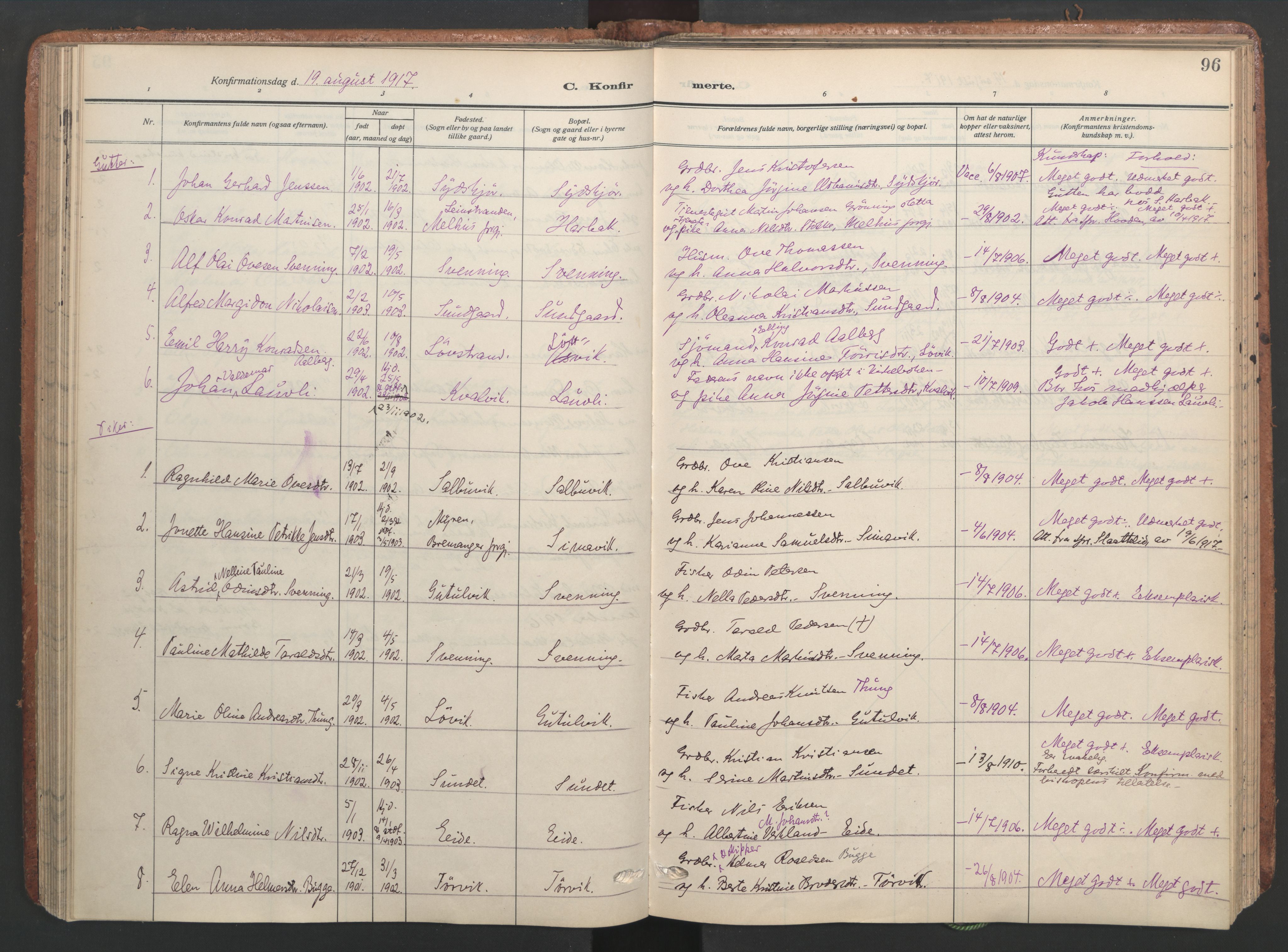 Ministerialprotokoller, klokkerbøker og fødselsregistre - Sør-Trøndelag, SAT/A-1456/656/L0694: Parish register (official) no. 656A03, 1914-1931, p. 96