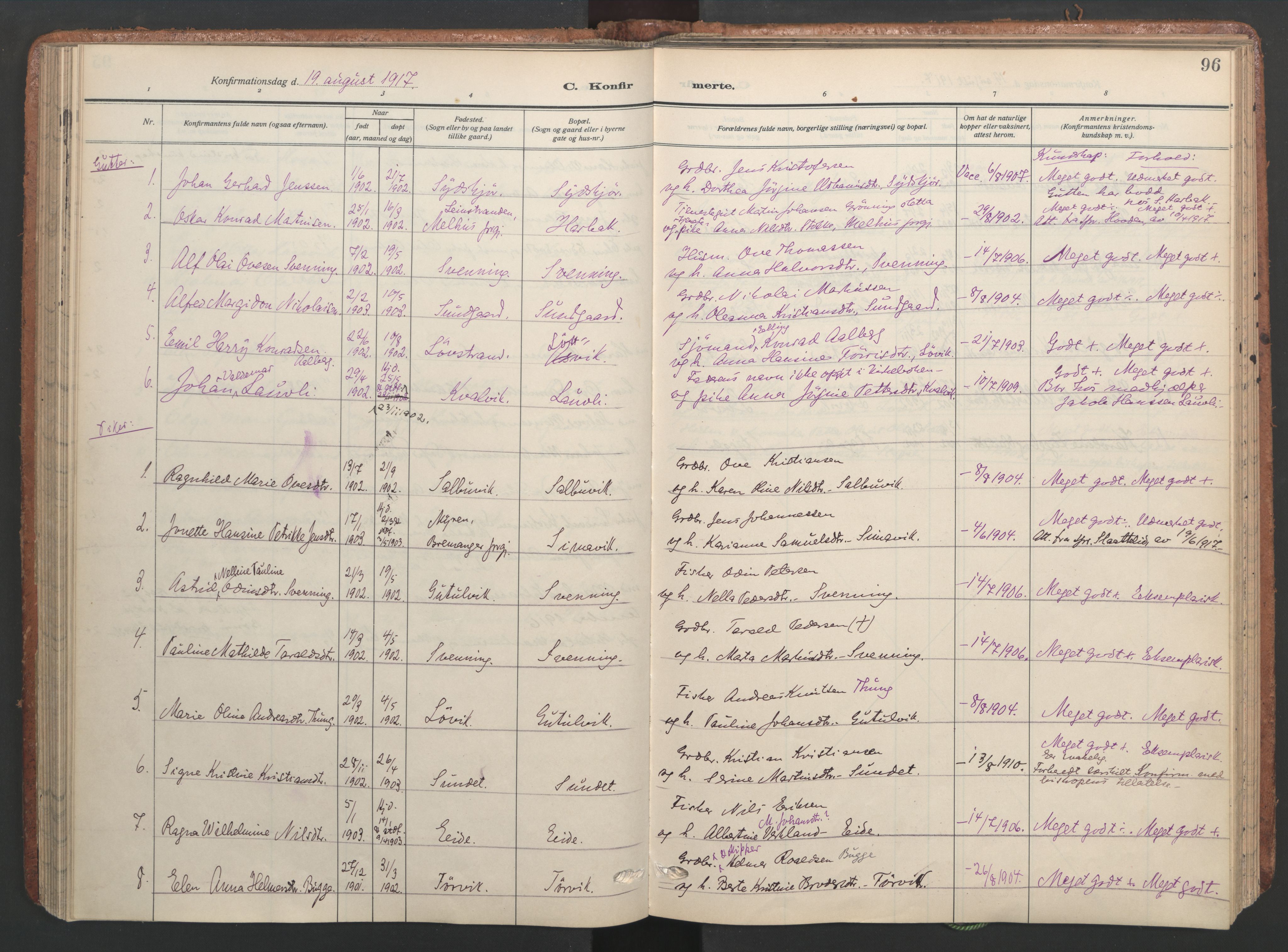 Ministerialprotokoller, klokkerbøker og fødselsregistre - Sør-Trøndelag, AV/SAT-A-1456/656/L0694: Parish register (official) no. 656A03, 1914-1931, p. 96