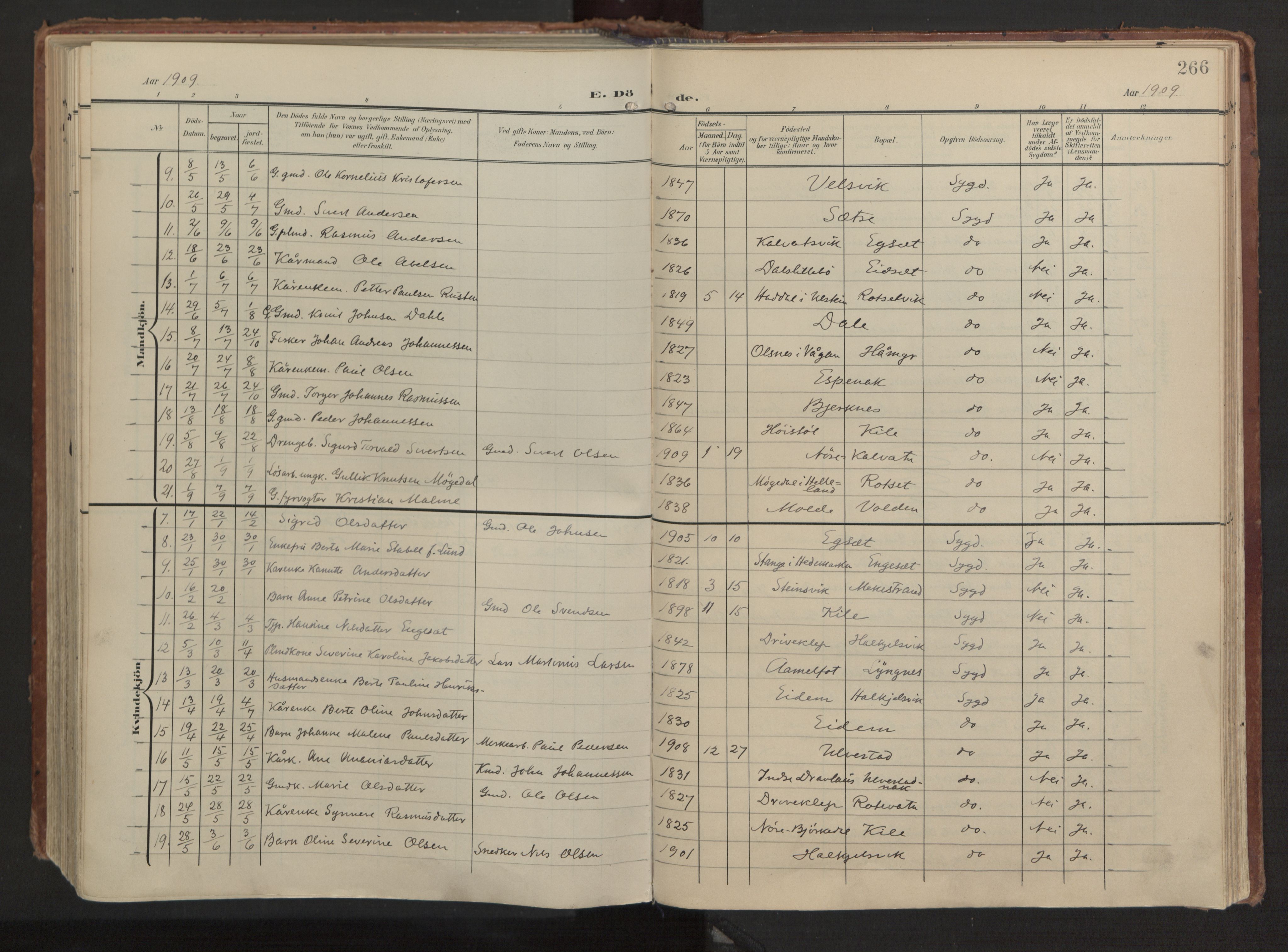 Ministerialprotokoller, klokkerbøker og fødselsregistre - Møre og Romsdal, AV/SAT-A-1454/511/L0144: Parish register (official) no. 511A11, 1906-1923, p. 266