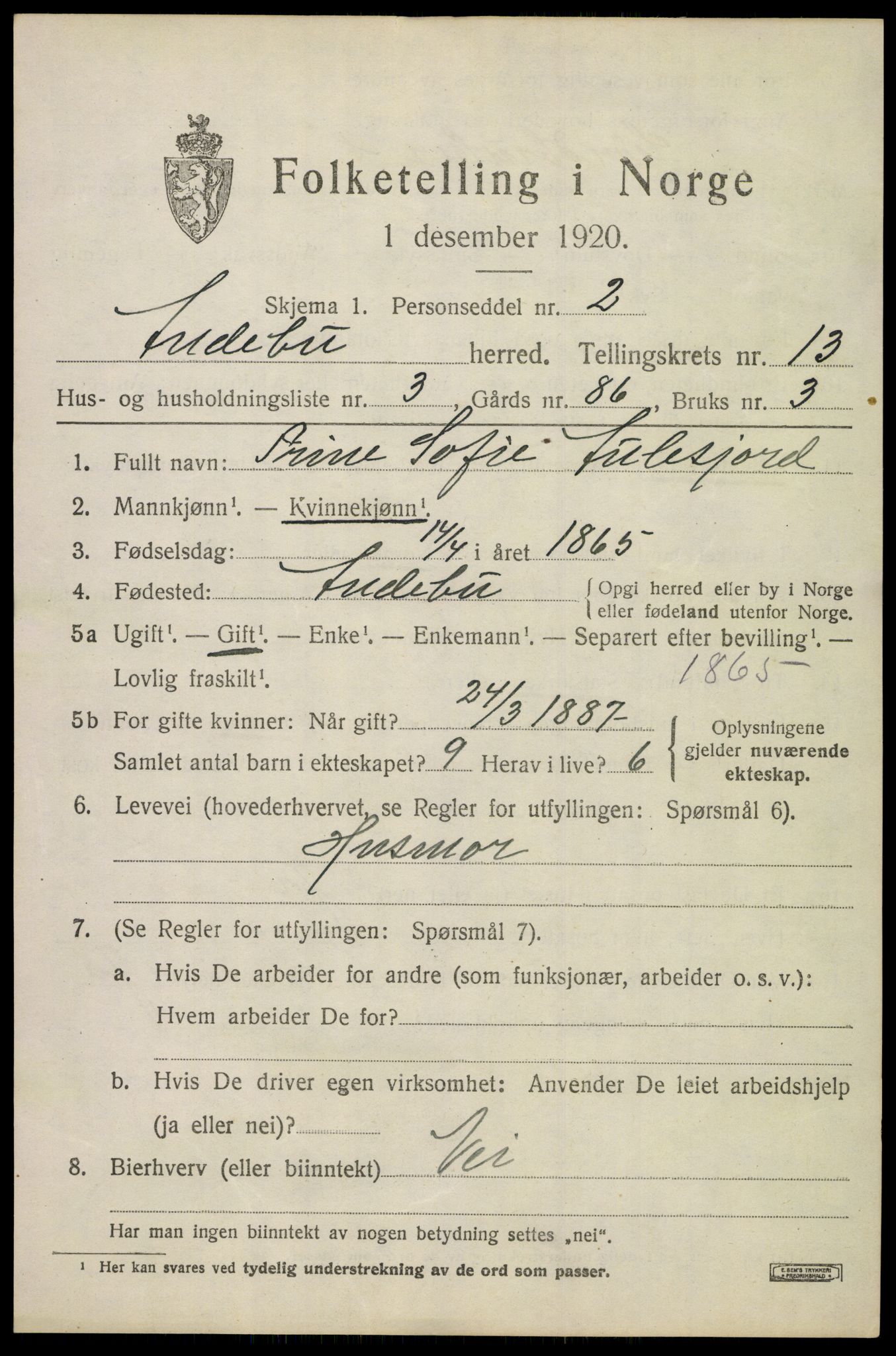 SAKO, 1920 census for Andebu, 1920, p. 4814
