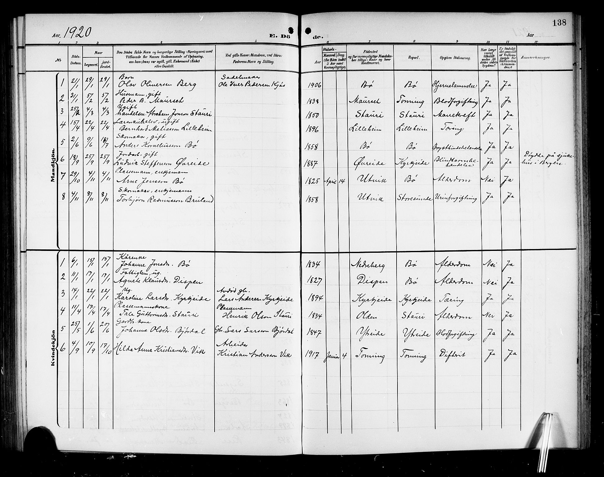 Stryn Sokneprestembete, SAB/A-82501: Parish register (copy) no. A 3, 1906-1924, p. 138