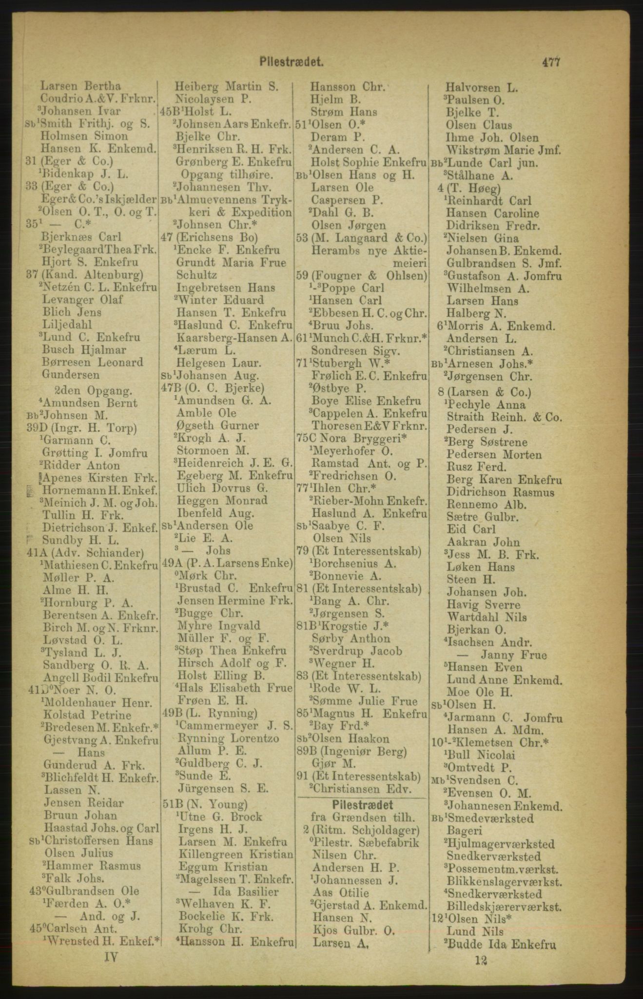 Kristiania/Oslo adressebok, PUBL/-, 1888, p. 477