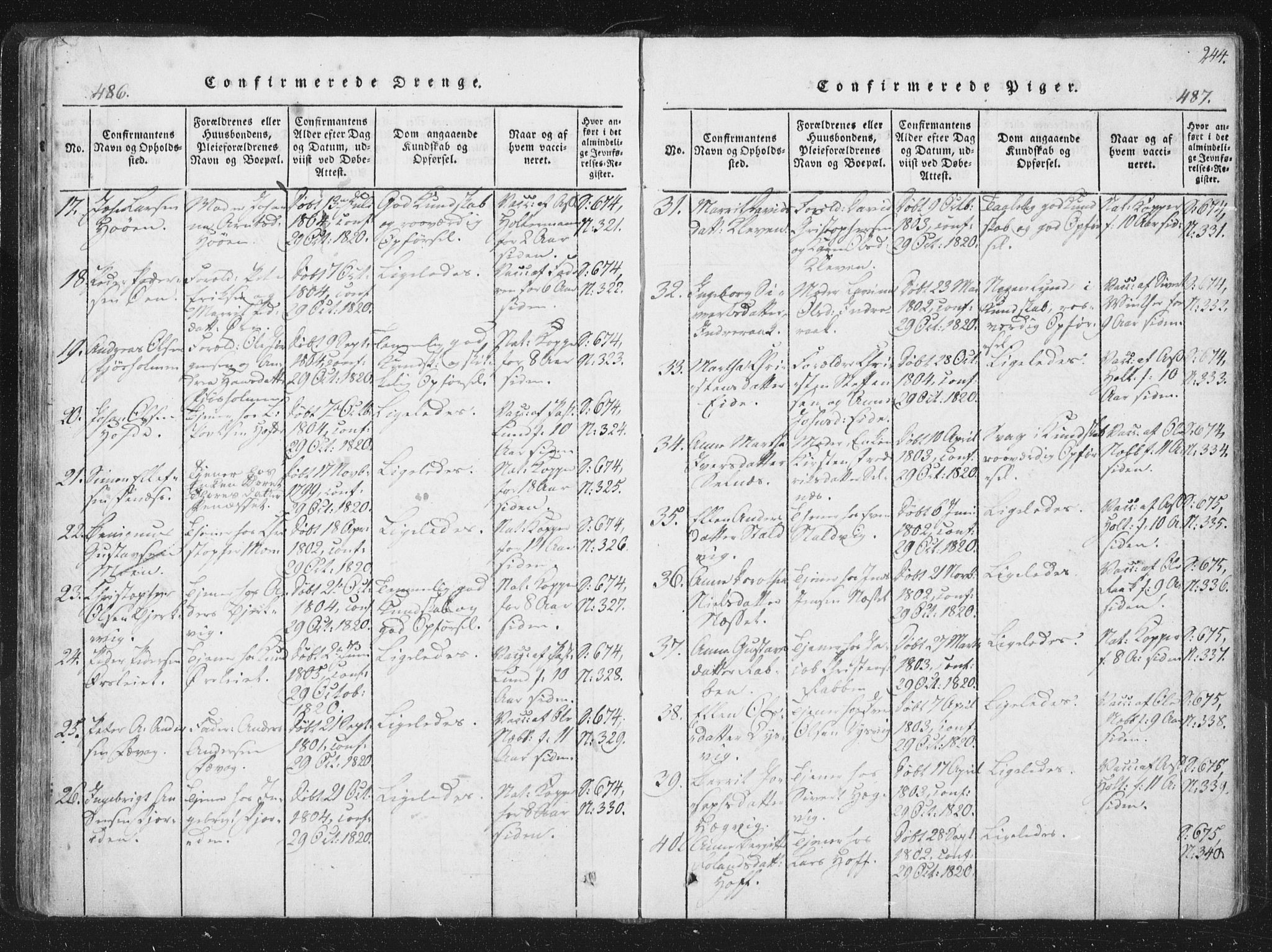 Ministerialprotokoller, klokkerbøker og fødselsregistre - Sør-Trøndelag, SAT/A-1456/659/L0734: Parish register (official) no. 659A04, 1818-1825, p. 486-487