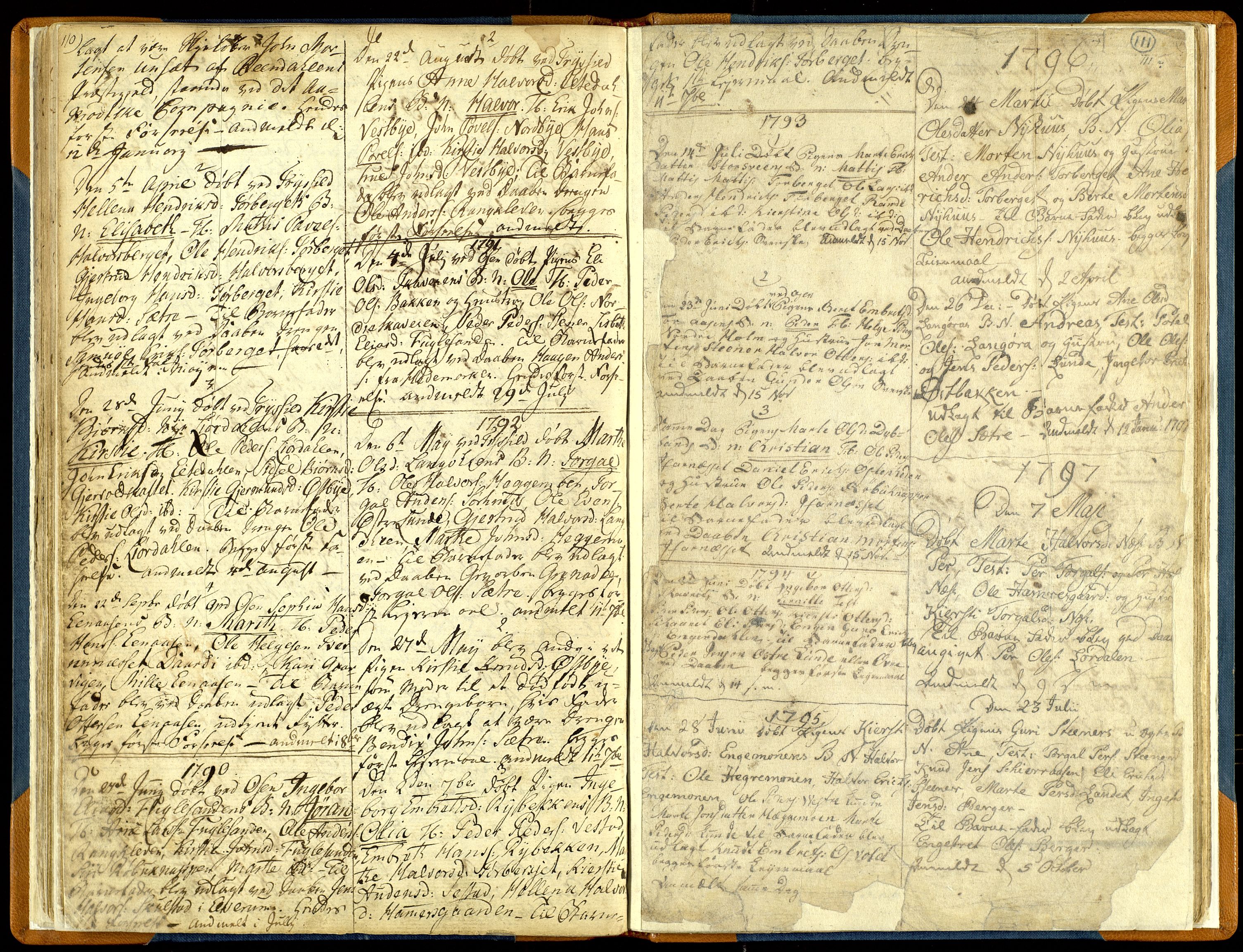 Trysil prestekontor, SAH/PREST-046/H/Ha/Haa/L0001: Parish register (official) no. 1, 1781-1800, p. 110-111