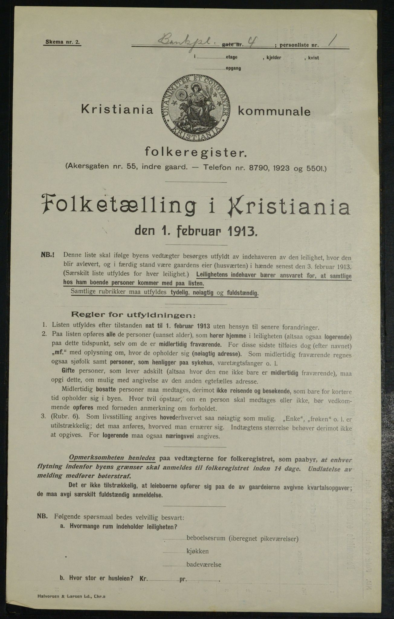 OBA, Municipal Census 1913 for Kristiania, 1913, p. 3213