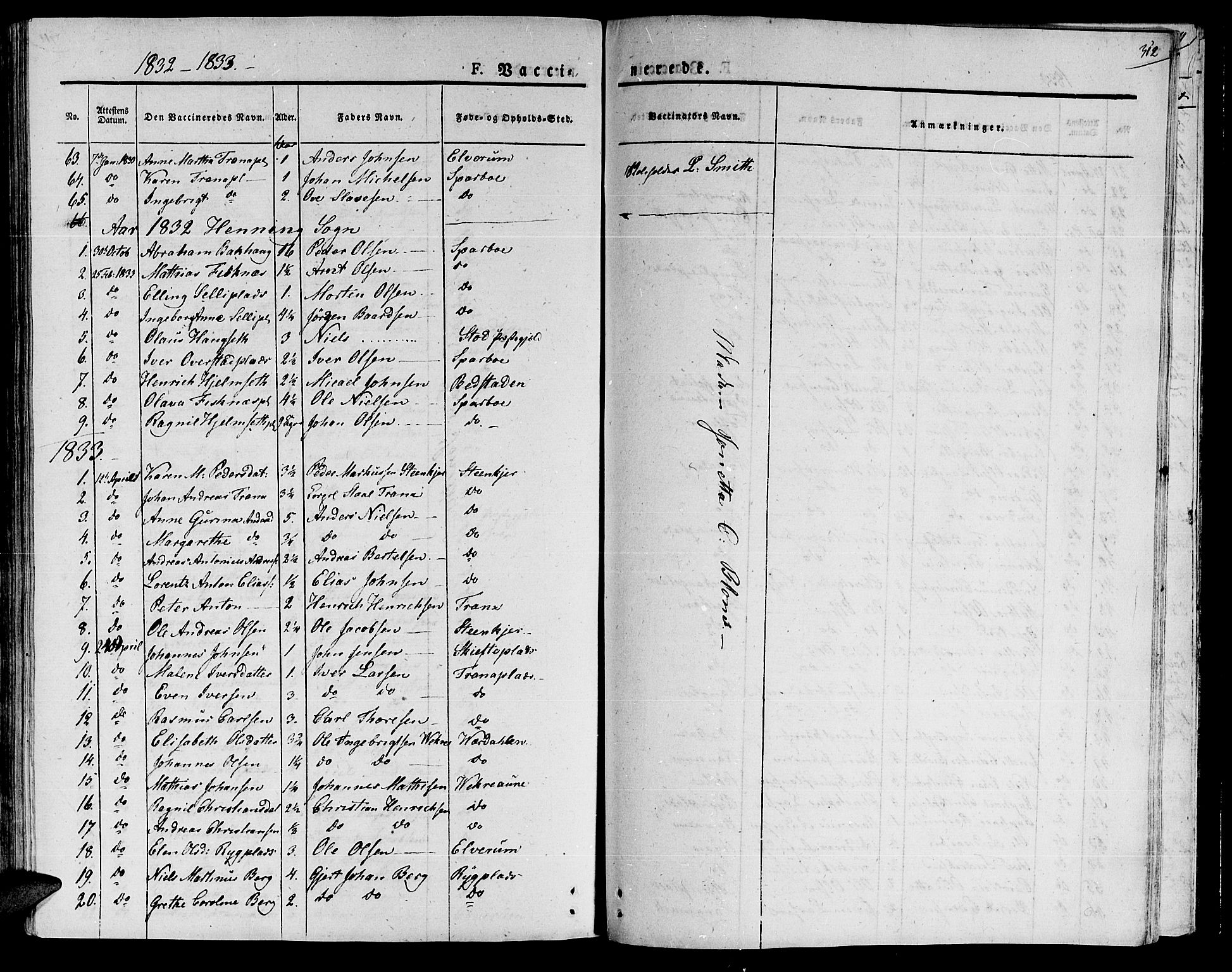 Ministerialprotokoller, klokkerbøker og fødselsregistre - Nord-Trøndelag, AV/SAT-A-1458/735/L0336: Parish register (official) no. 735A05 /1, 1825-1835, p. 312