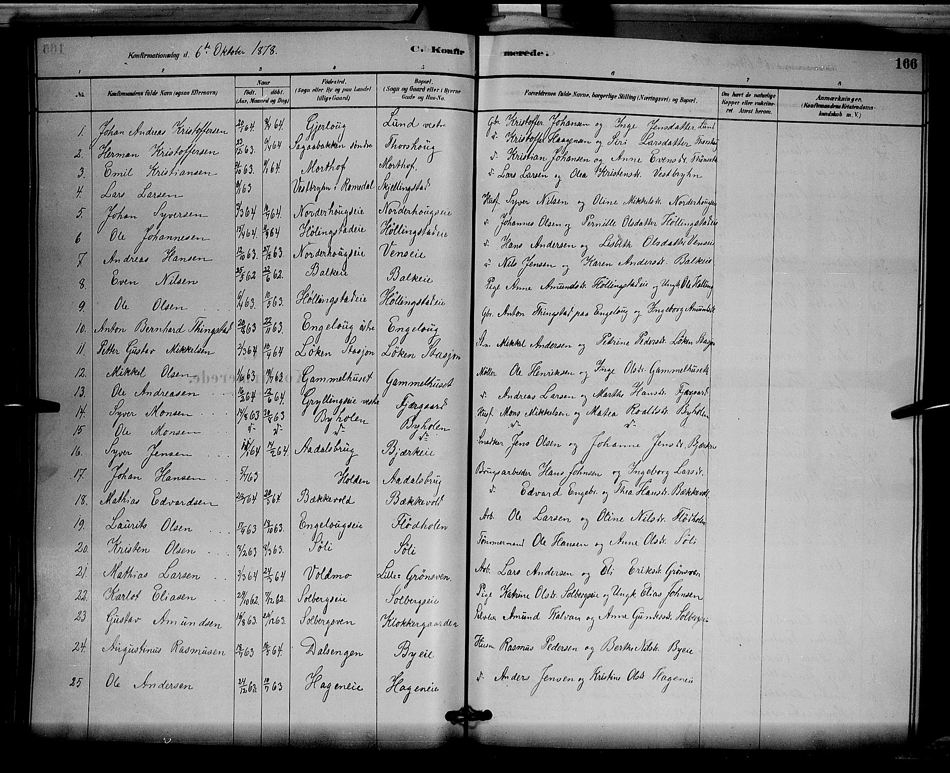 Løten prestekontor, AV/SAH-PREST-022/L/La/L0005: Parish register (copy) no. 5, 1878-1891, p. 166