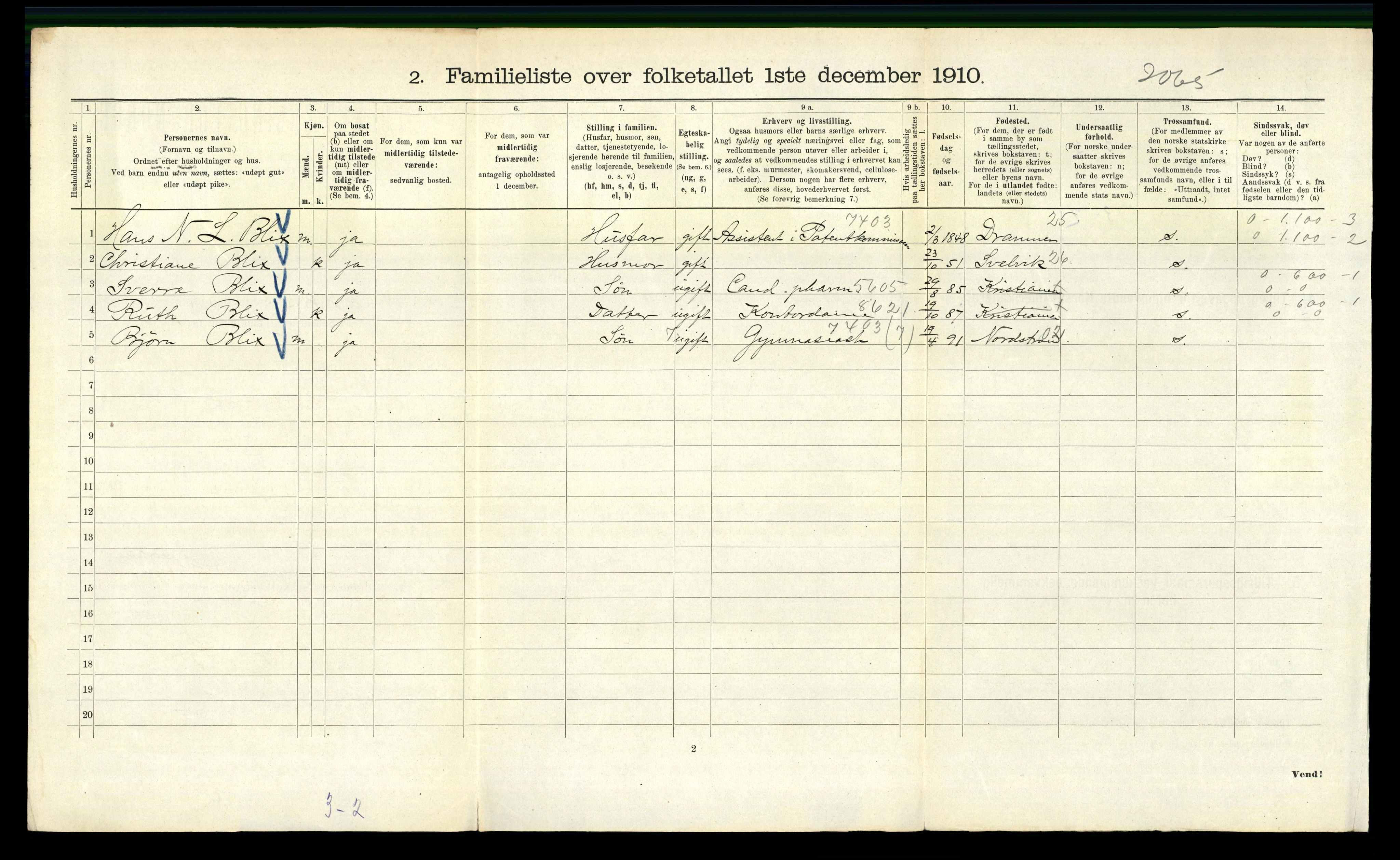 RA, 1910 census for Kristiania, 1910, p. 56204