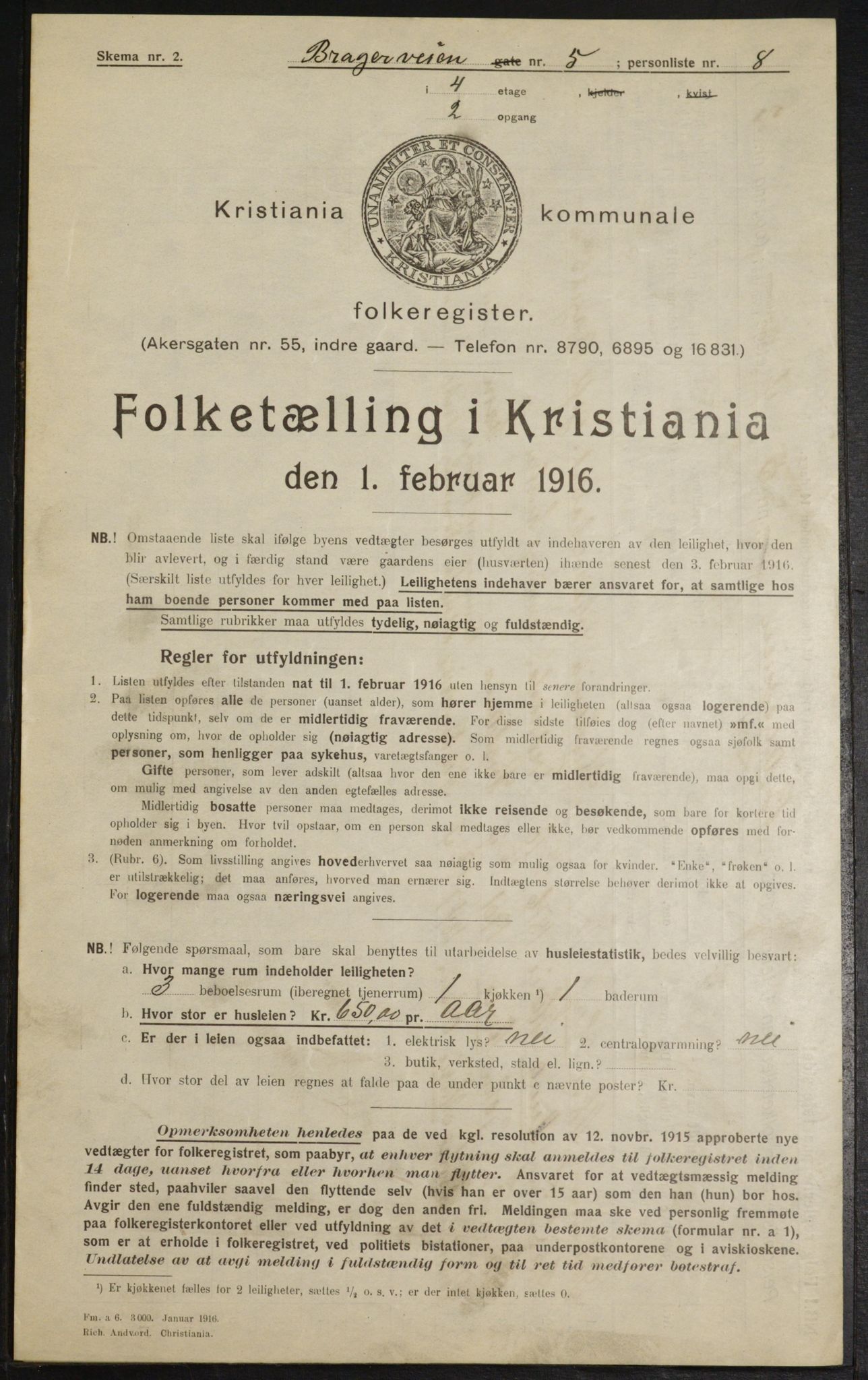 OBA, Municipal Census 1916 for Kristiania, 1916, p. 8178