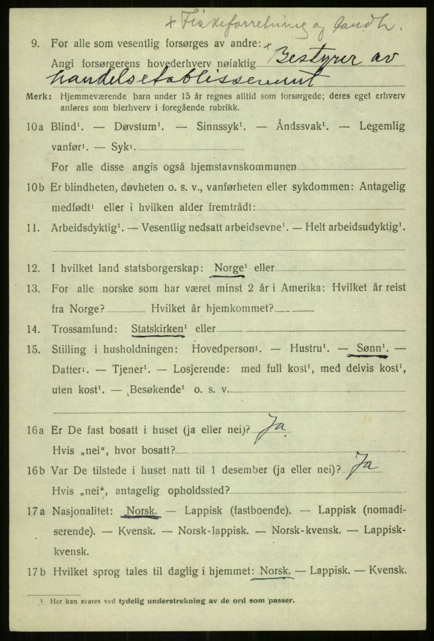 SATØ, 1920 census for Hillesøy, 1920, p. 4306