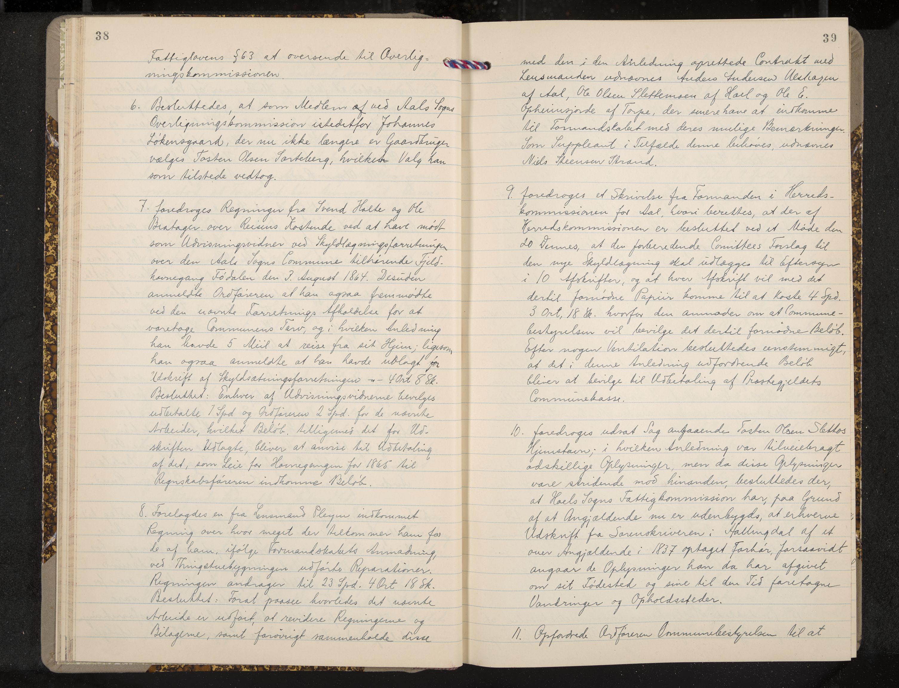 Ål formannskap og sentraladministrasjon, IKAK/0619021/A/Aa/L0003: Utskrift av møtebok, 1864-1880, p. 38-39