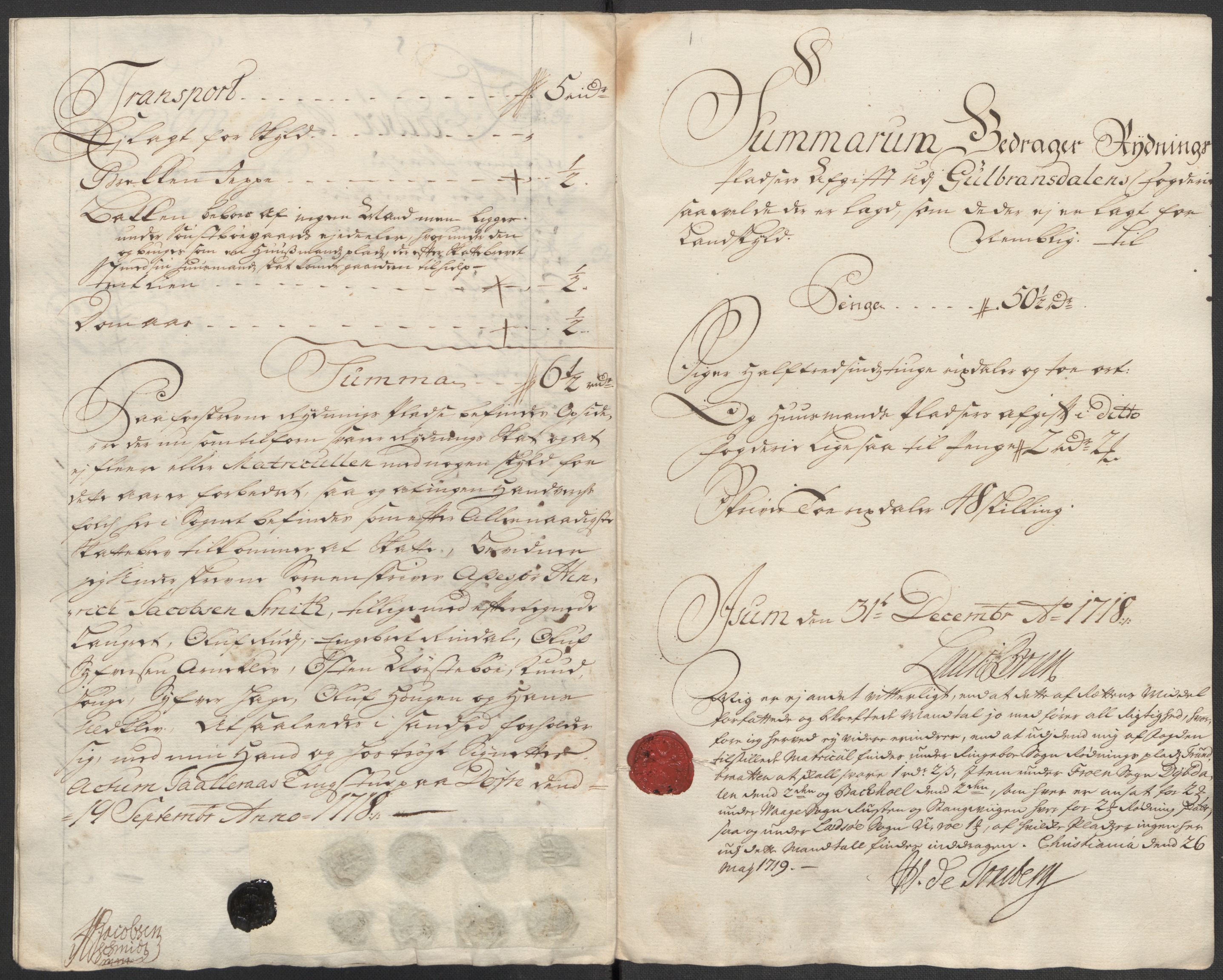 Rentekammeret inntil 1814, Reviderte regnskaper, Fogderegnskap, AV/RA-EA-4092/R17/L1188: Fogderegnskap Gudbrandsdal, 1718, p. 42