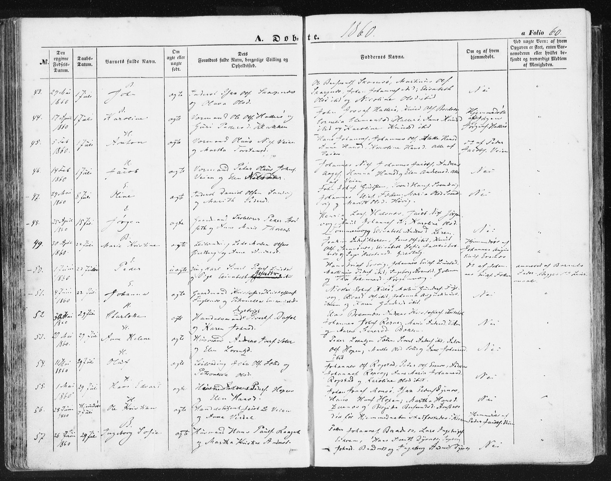 Ministerialprotokoller, klokkerbøker og fødselsregistre - Møre og Romsdal, AV/SAT-A-1454/581/L0937: Parish register (official) no. 581A05, 1853-1872, p. 60