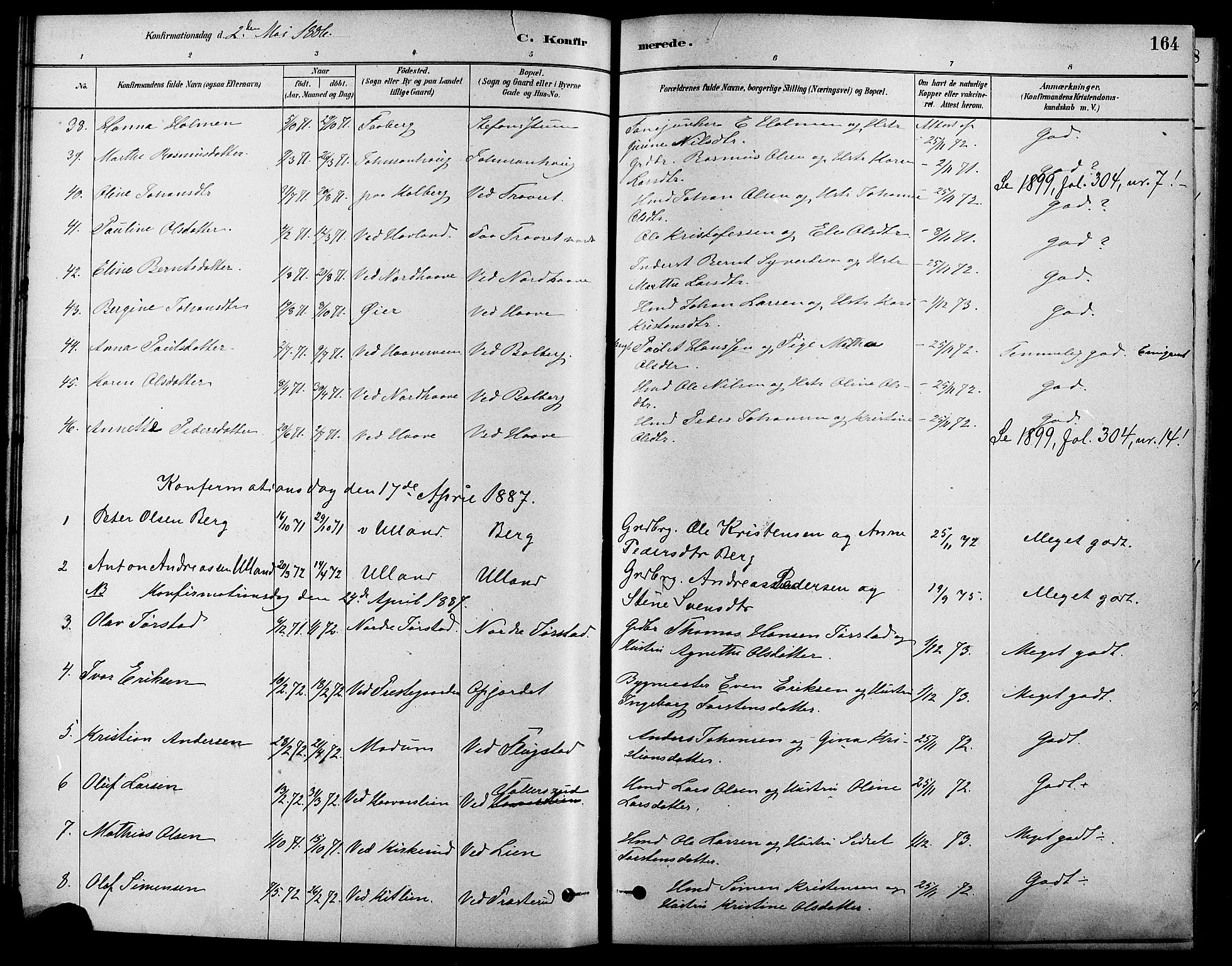 Fåberg prestekontor, SAH/PREST-086/H/Ha/Haa/L0008: Parish register (official) no. 8, 1879-1898, p. 164