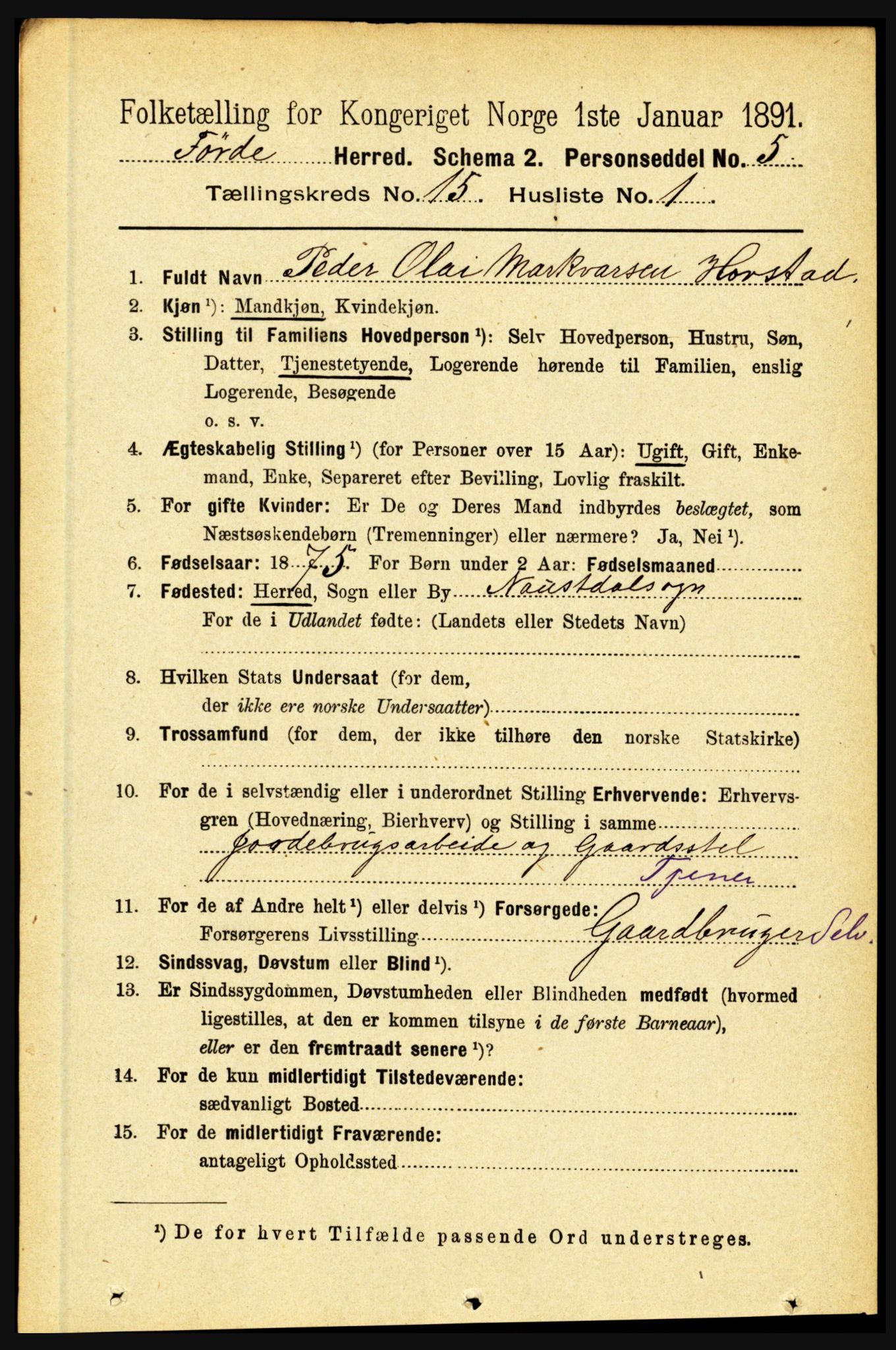 RA, 1891 census for 1432 Førde, 1891, p. 5559