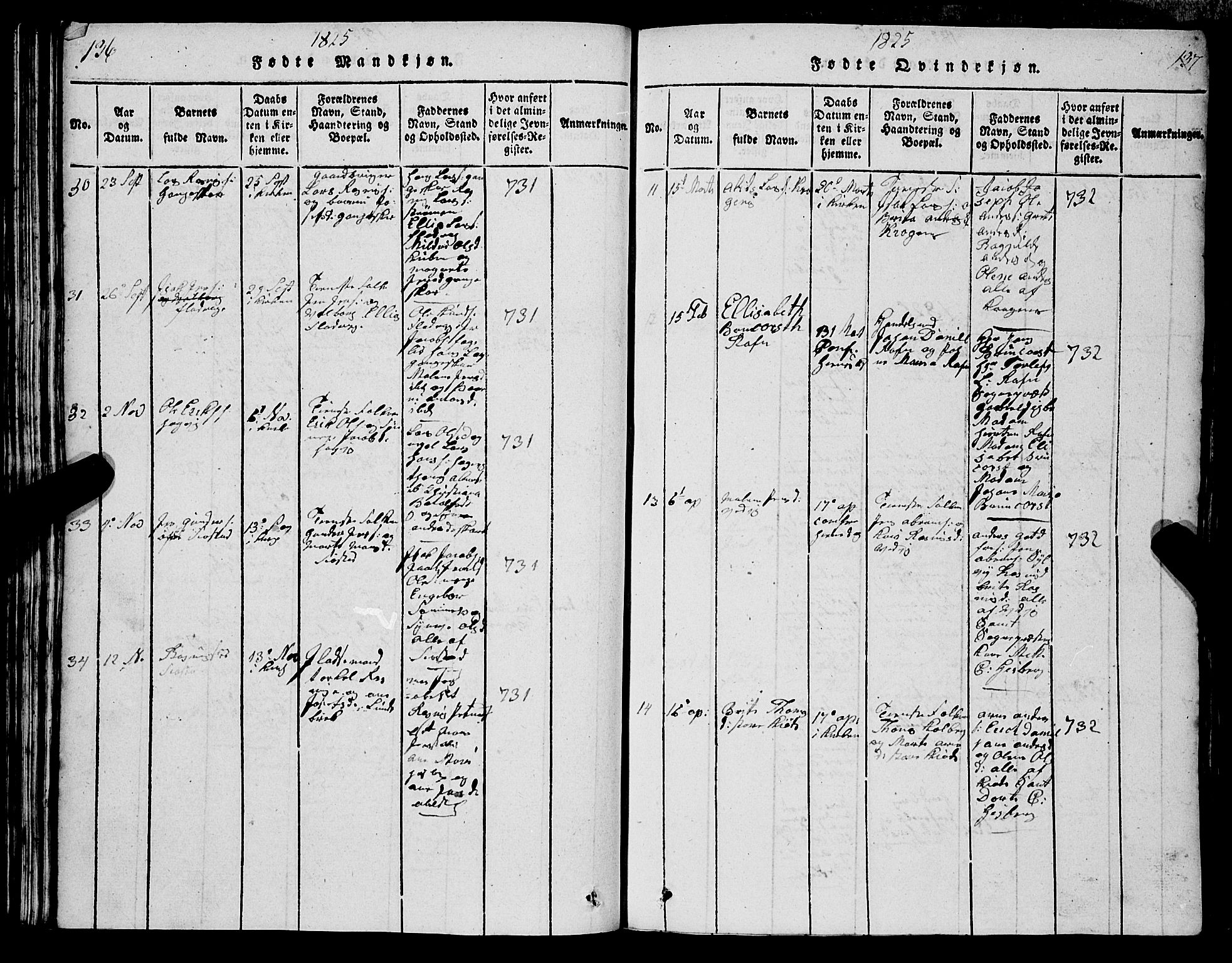 Selje sokneprestembete, AV/SAB-A-99938/H/Ha/Hab/Haba: Parish register (copy) no. A 1, 1816-1828, p. 136-137