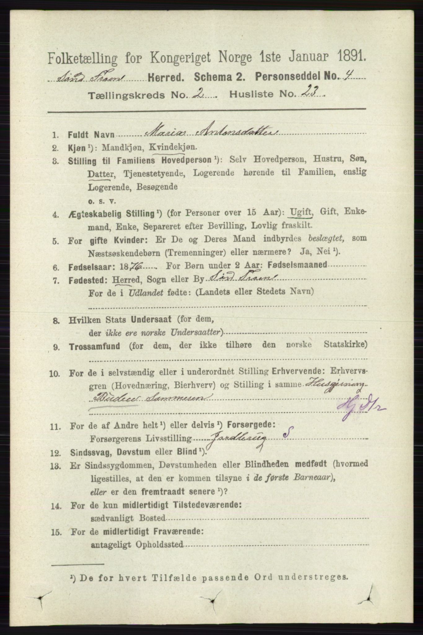 RA, 1891 census for 0519 Sør-Fron, 1891, p. 685