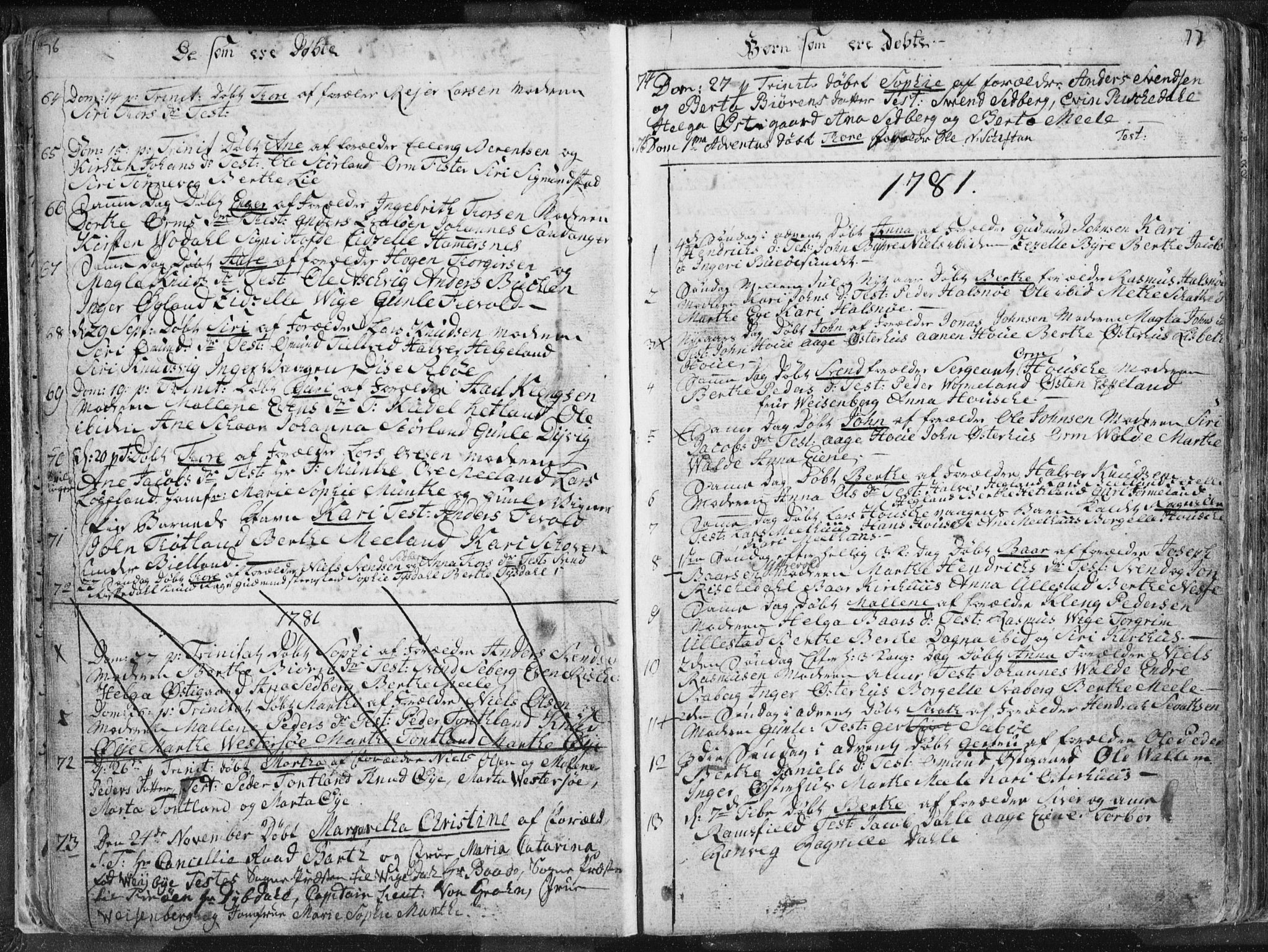 Hjelmeland sokneprestkontor, SAST/A-101843/01/IV/L0001: Parish register (official) no. A 1, 1760-1799, p. 76-77