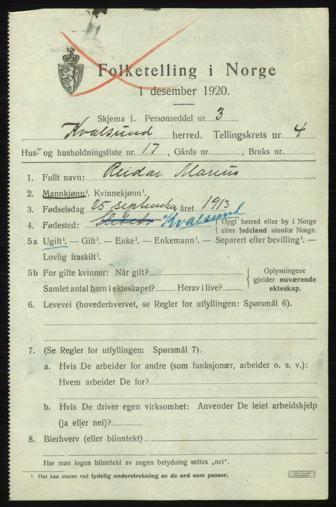 SATØ, 1920 census for , 1920, p. 1572