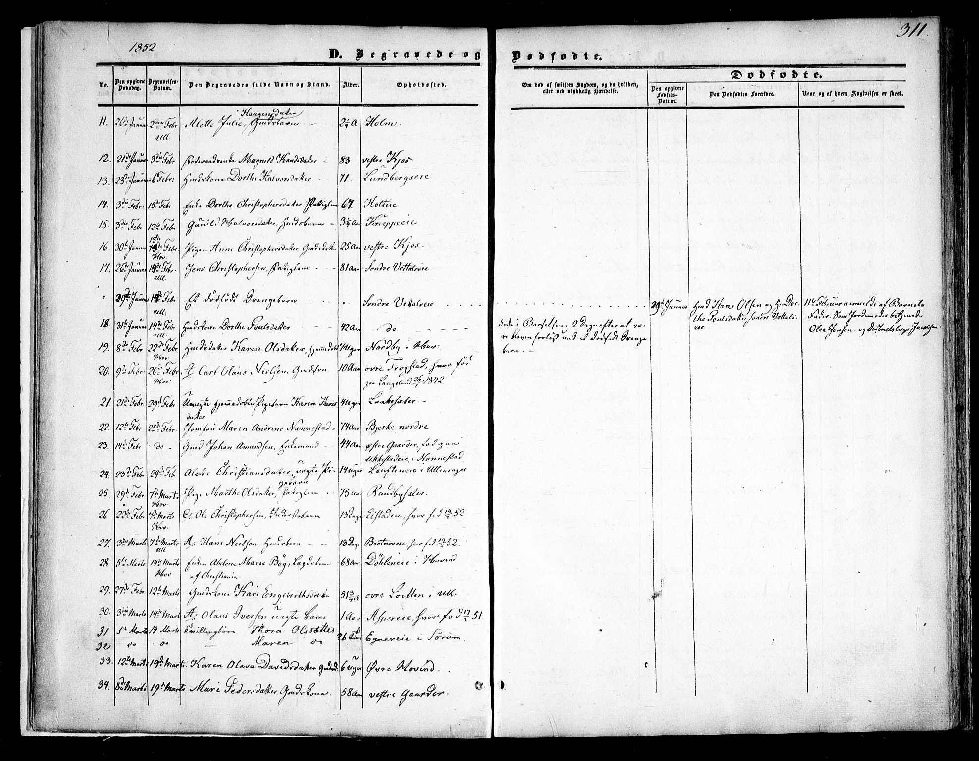 Ullensaker prestekontor Kirkebøker, AV/SAO-A-10236a/F/Fa/L0015.b: Parish register (official) no. I 15B, 1851-1862, p. 311