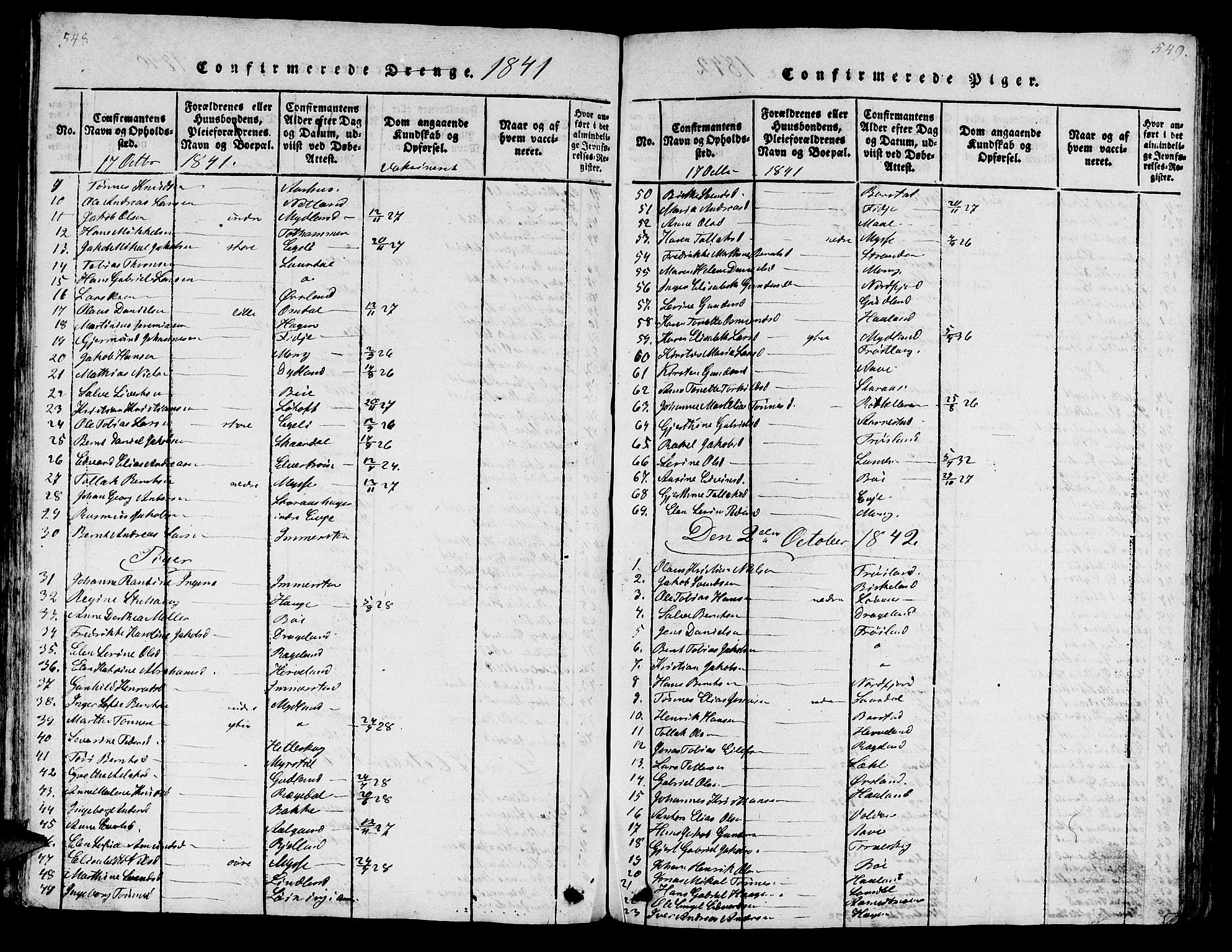 Sokndal sokneprestkontor, AV/SAST-A-101808: Parish register (copy) no. B 1, 1815-1848, p. 548-549