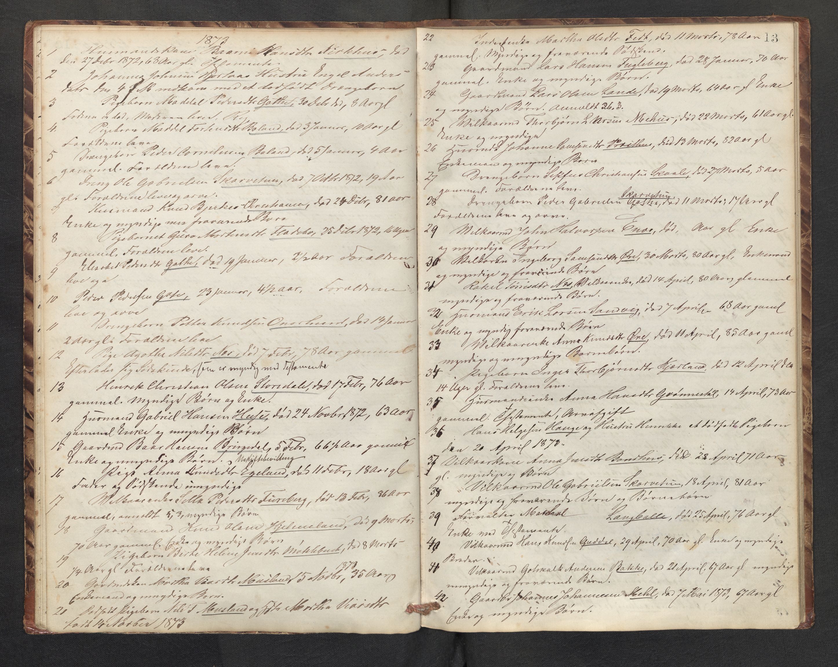 Lensmannen i Kvinnherad, AV/SAB-A-33301/1/0006/L0001: Dødsfallprotokoll, 1864-1890, p. 13