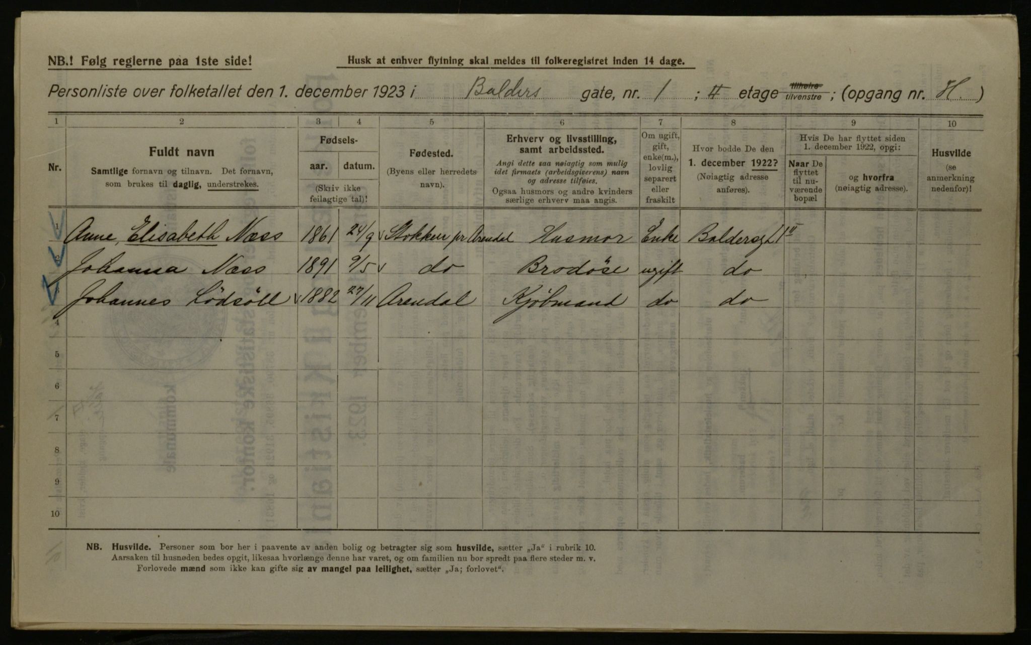 OBA, Municipal Census 1923 for Kristiania, 1923, p. 3624