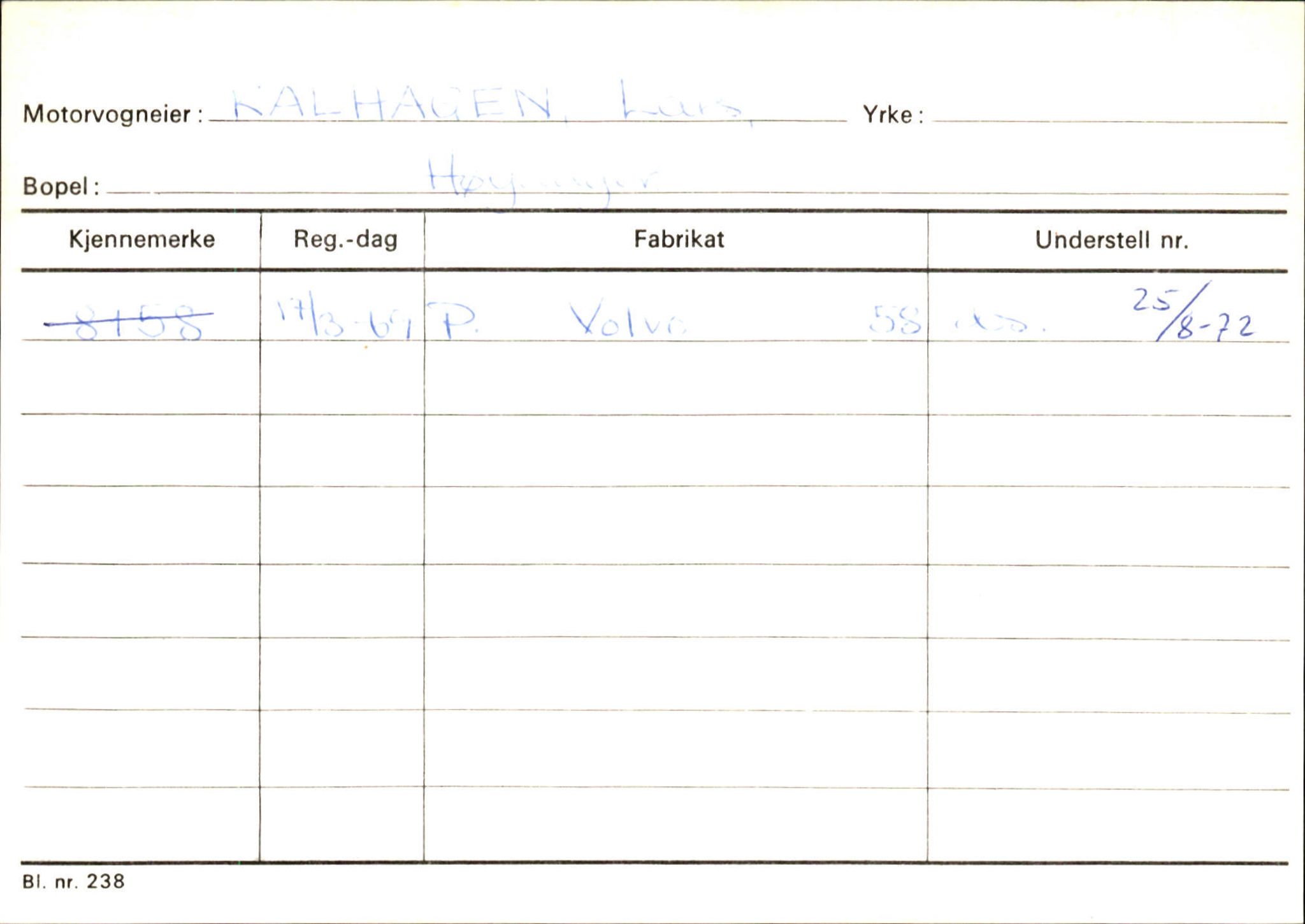 Statens vegvesen, Sogn og Fjordane vegkontor, SAB/A-5301/4/F/L0130: Eigarregister Eid T-Å. Høyanger A-O, 1945-1975, p. 1700