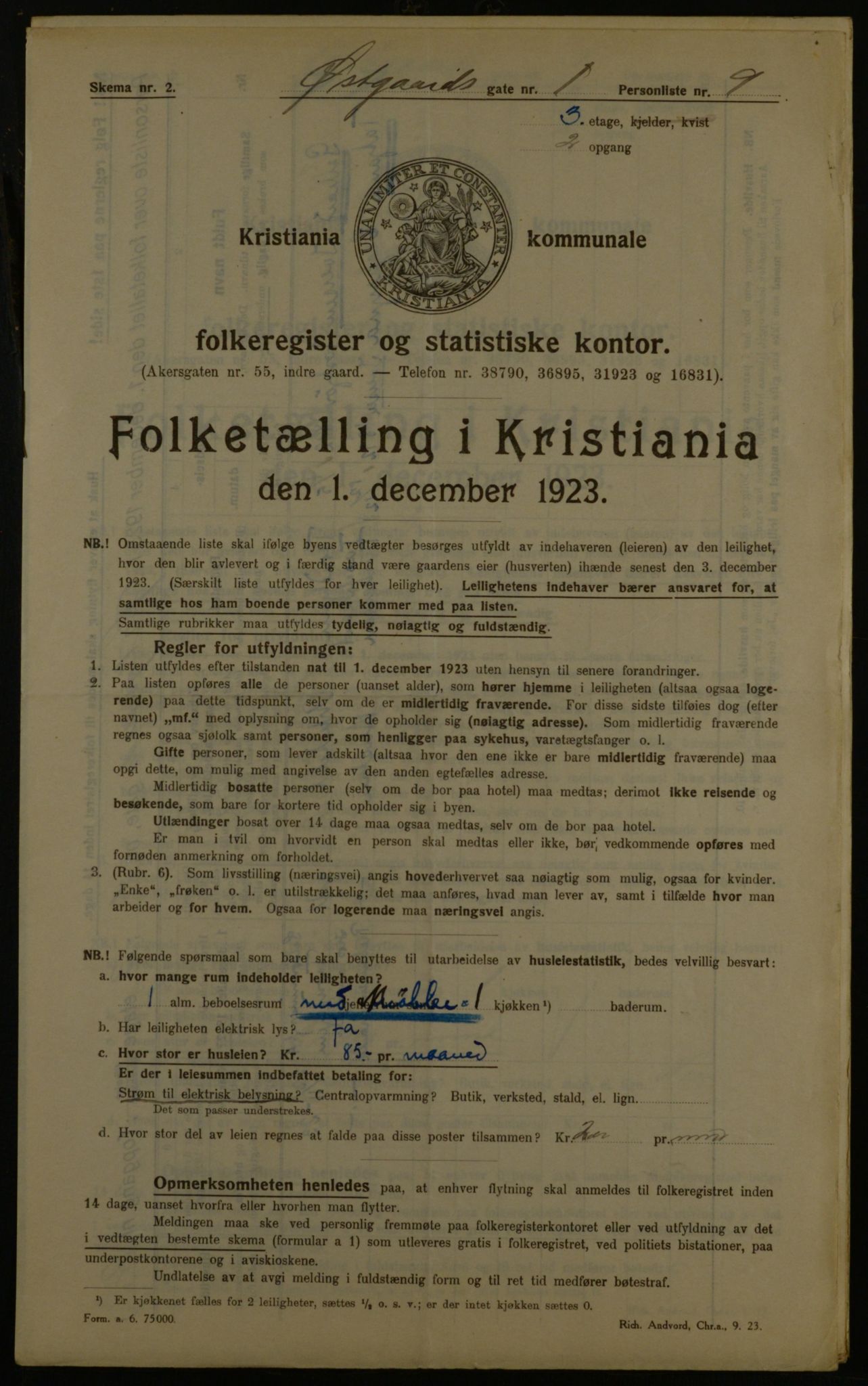 OBA, Municipal Census 1923 for Kristiania, 1923, p. 142368