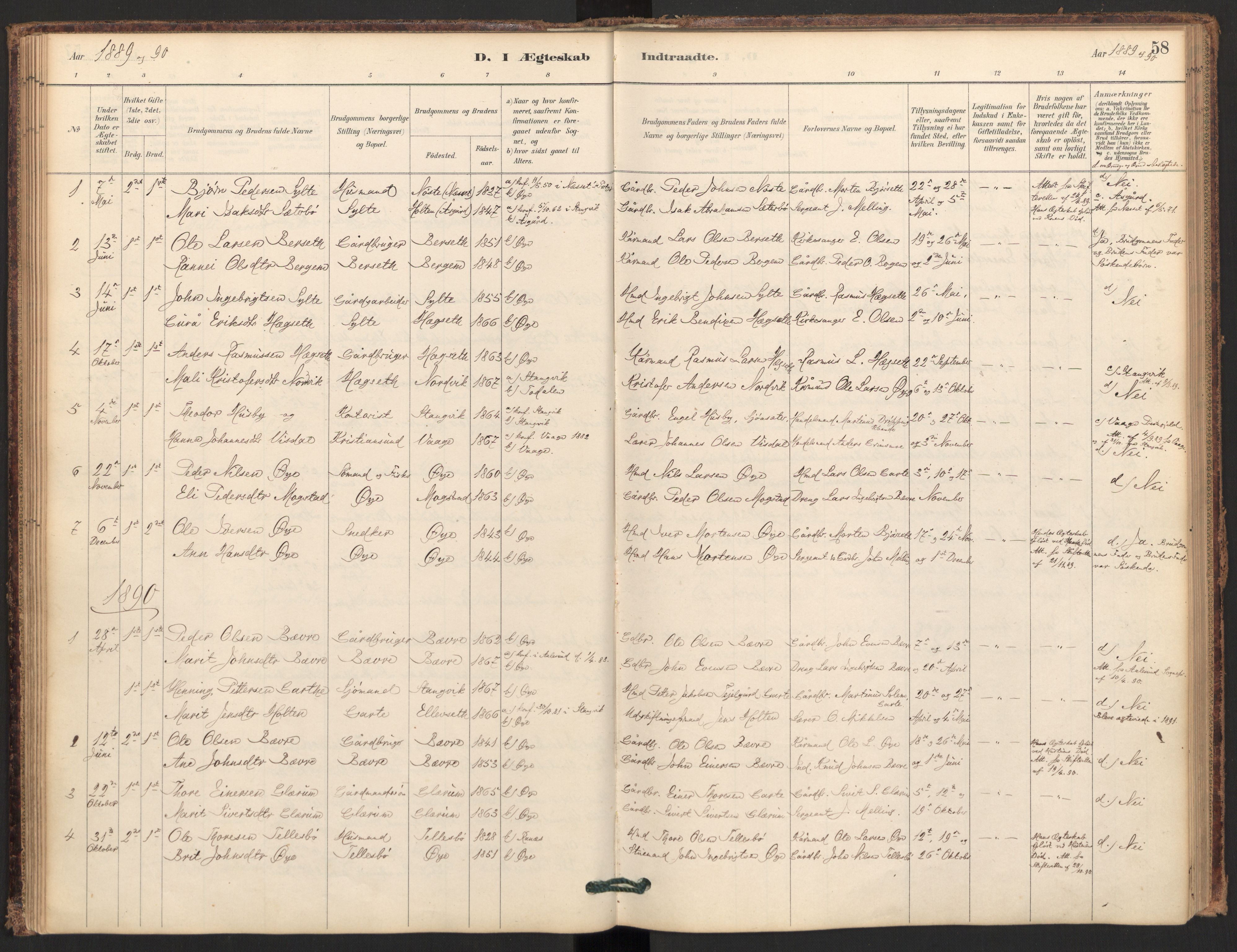 Ministerialprotokoller, klokkerbøker og fødselsregistre - Møre og Romsdal, SAT/A-1454/595/L1047: Parish register (official) no. 595A09, 1885-1900, p. 58